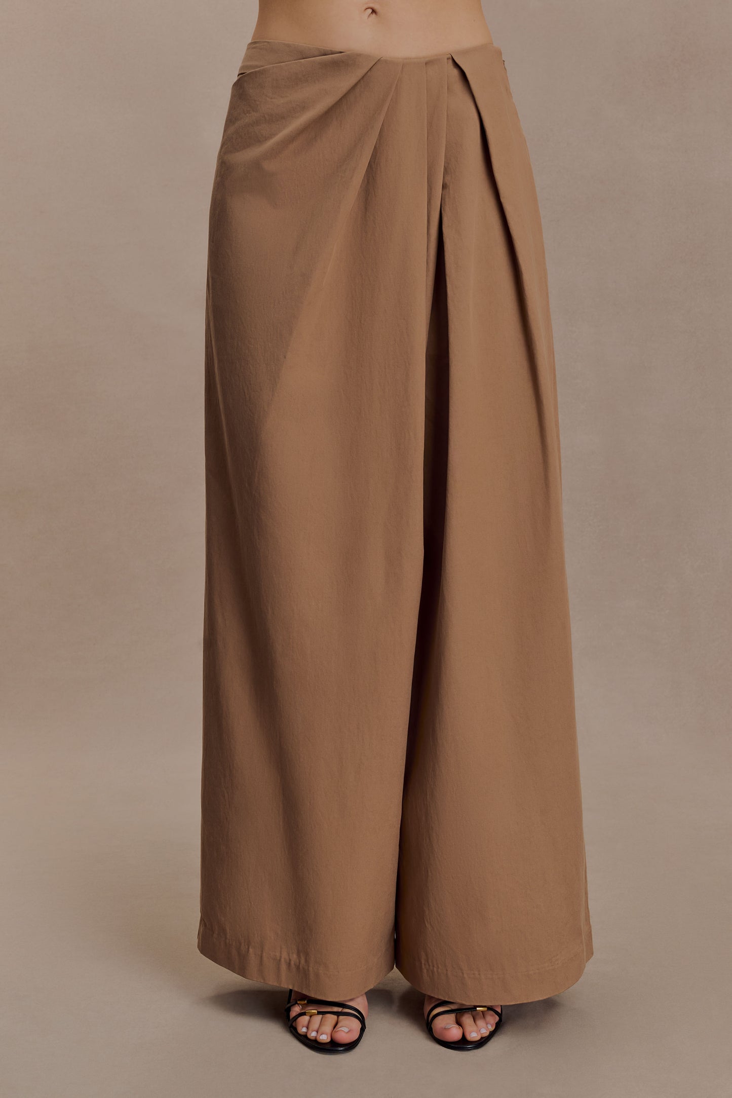 Owen Draped Wide Leg Pants - Mocha