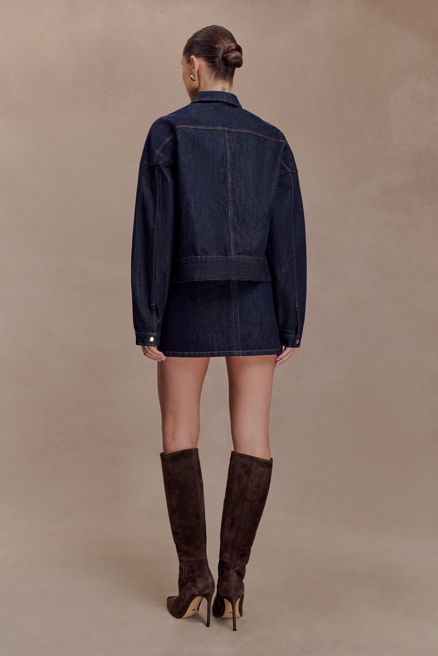 Olandria Oversized Jacket Top - Washed Indigo Blue