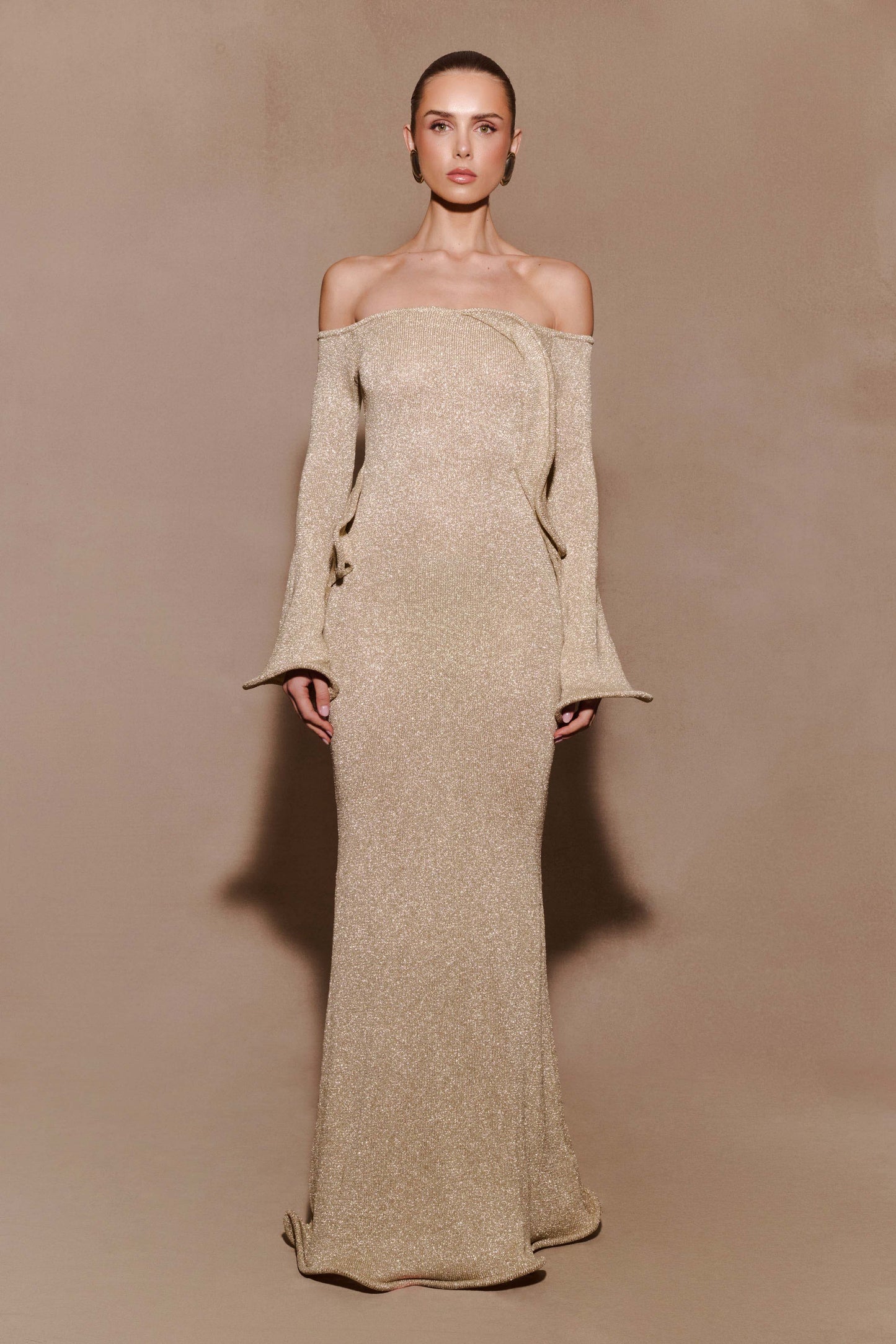 Sandrine Lurex Knit Maxi Dress - Gold