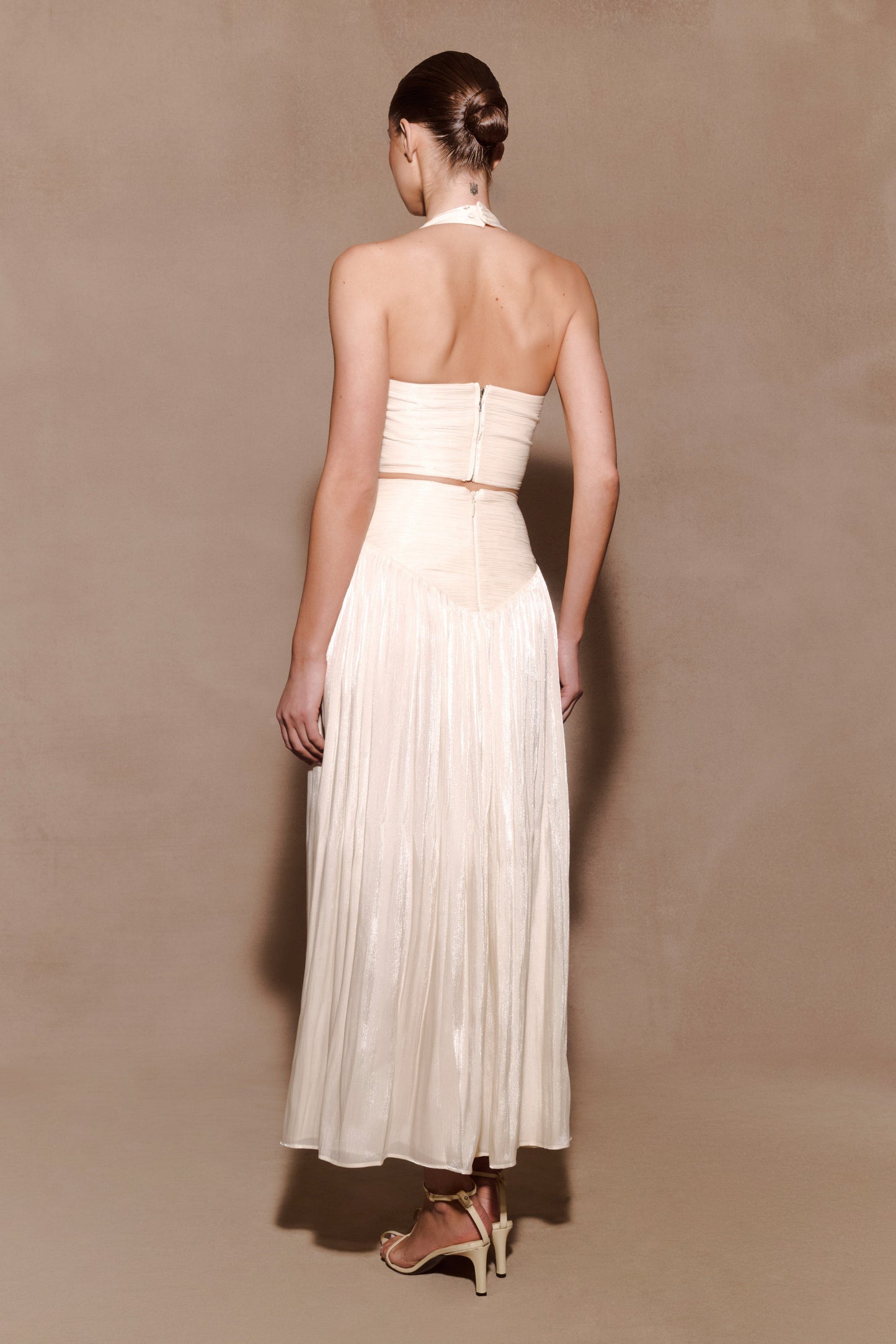 Makena Gathered Midi Skirt - Opal White