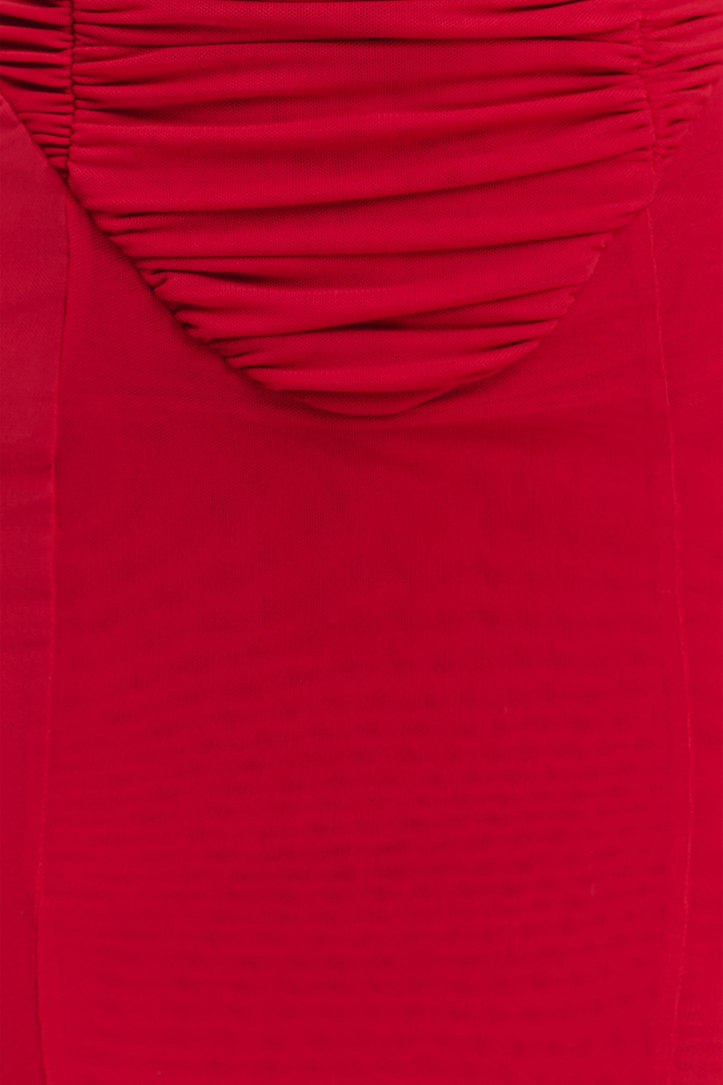 Willa Gathered Mesh Midi Dress - Ruby Red