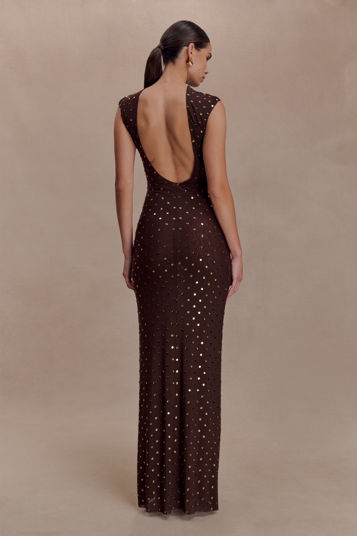 Samara Sleeveless Diamante Maxi Dress - Chocolate