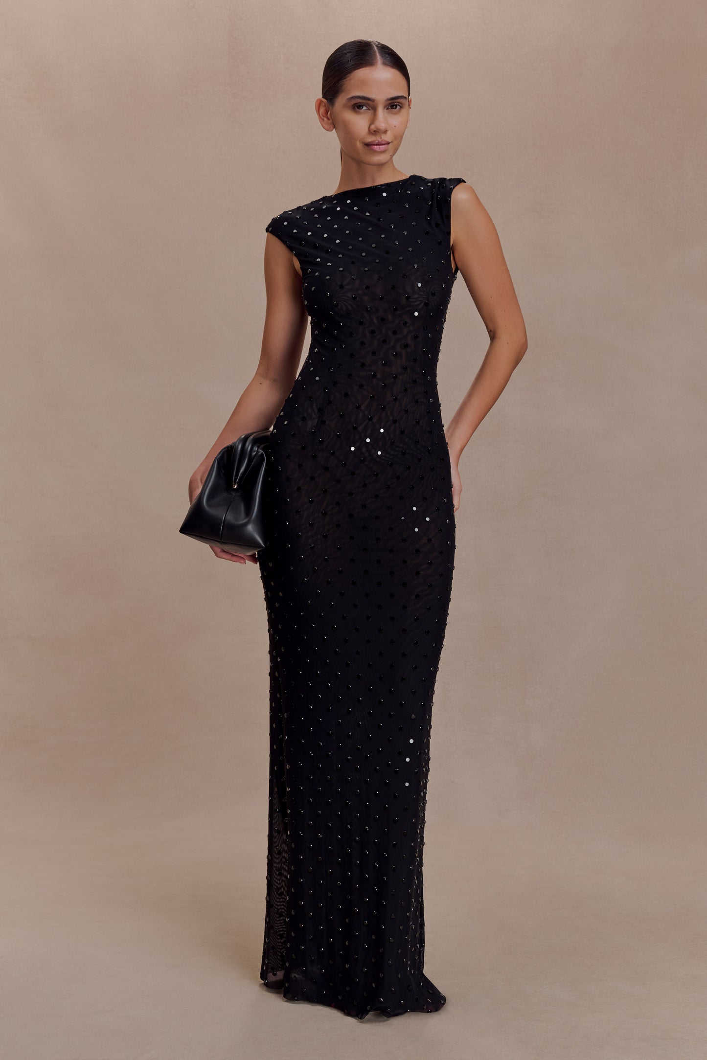 Samara Sleeveless Diamante Maxi Dress - Black