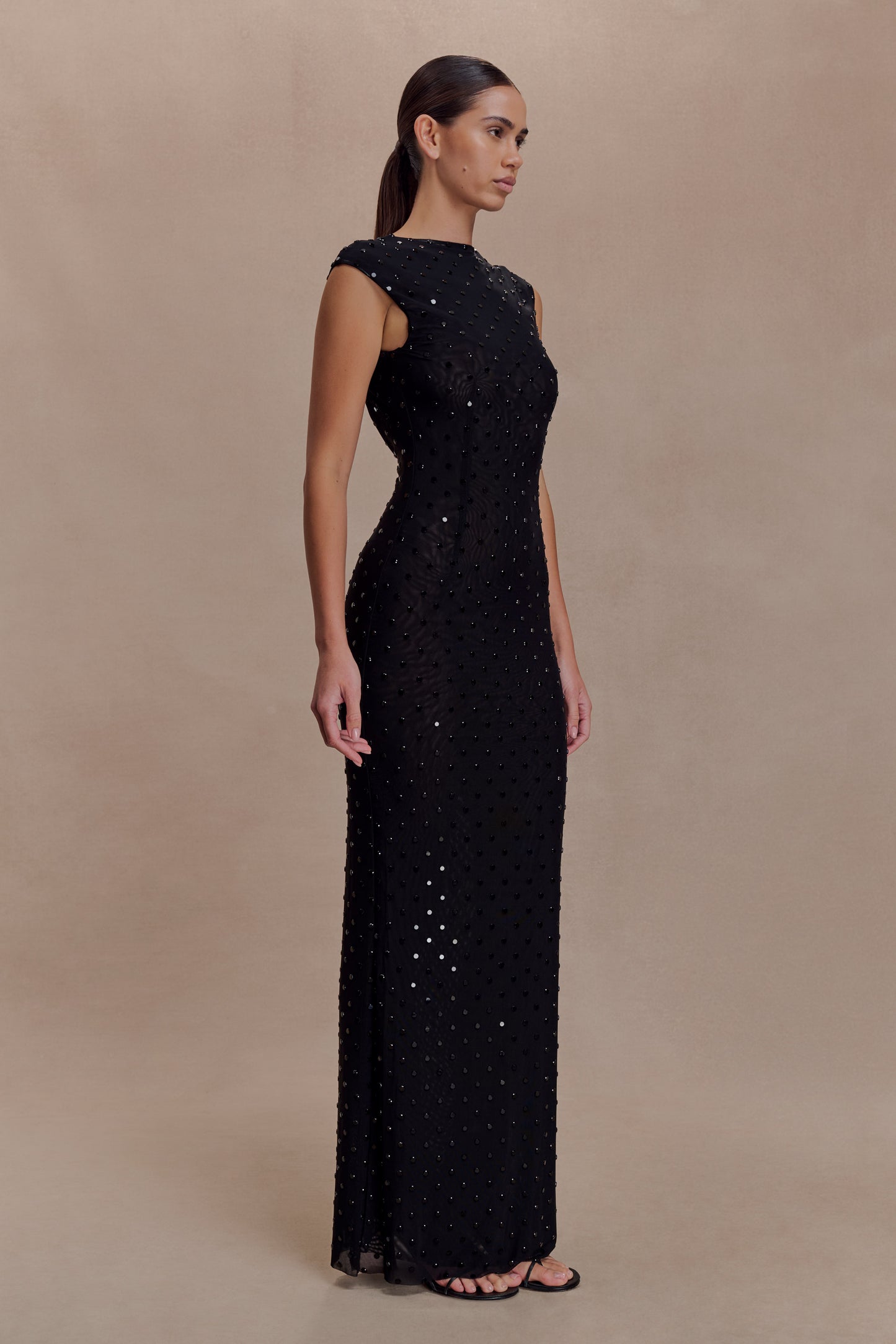 Samara Sleeveless Diamante Maxi Dress - Black