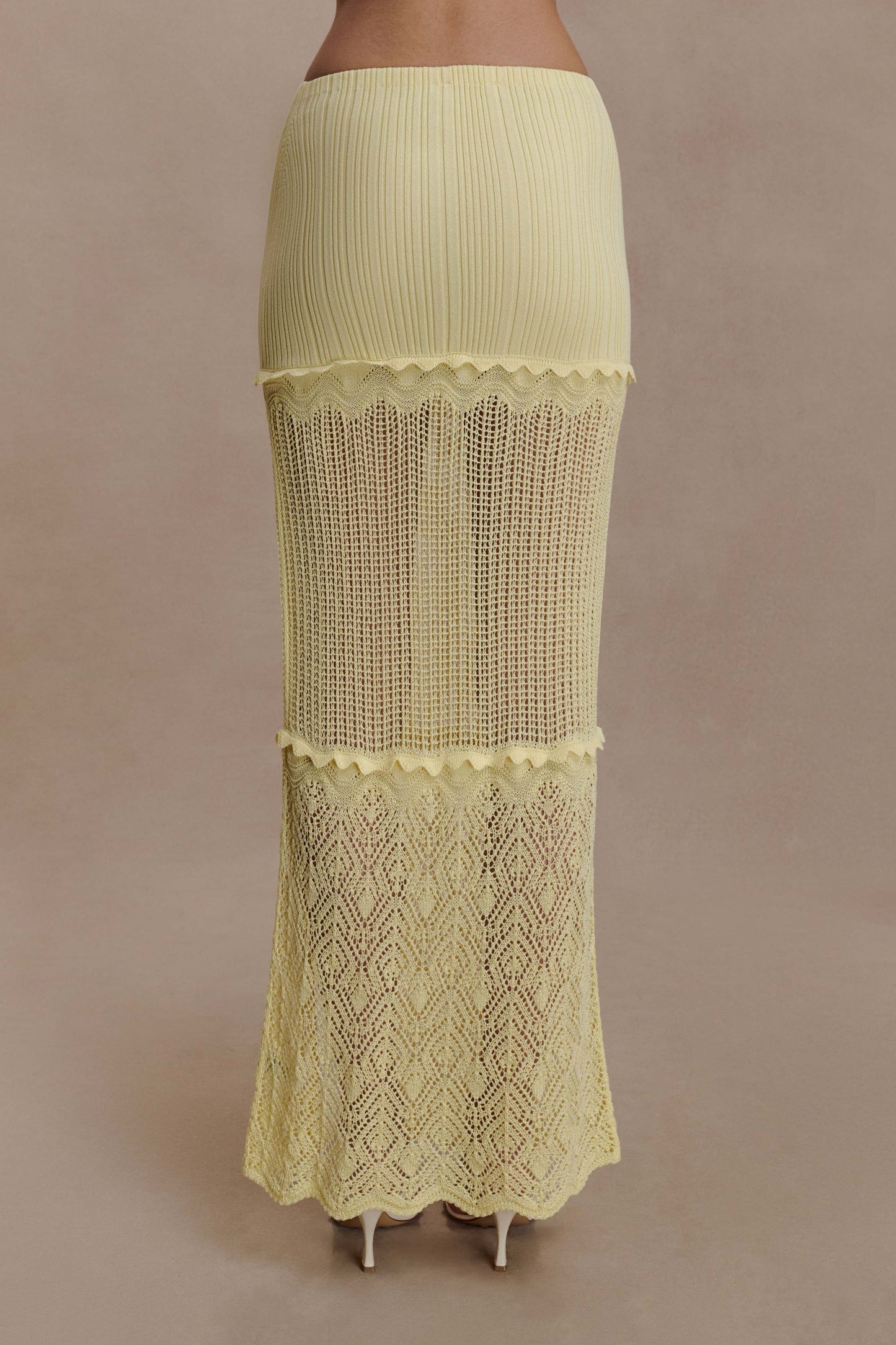 Coleene Pointelle Knit Maxi Skirt - Lemon