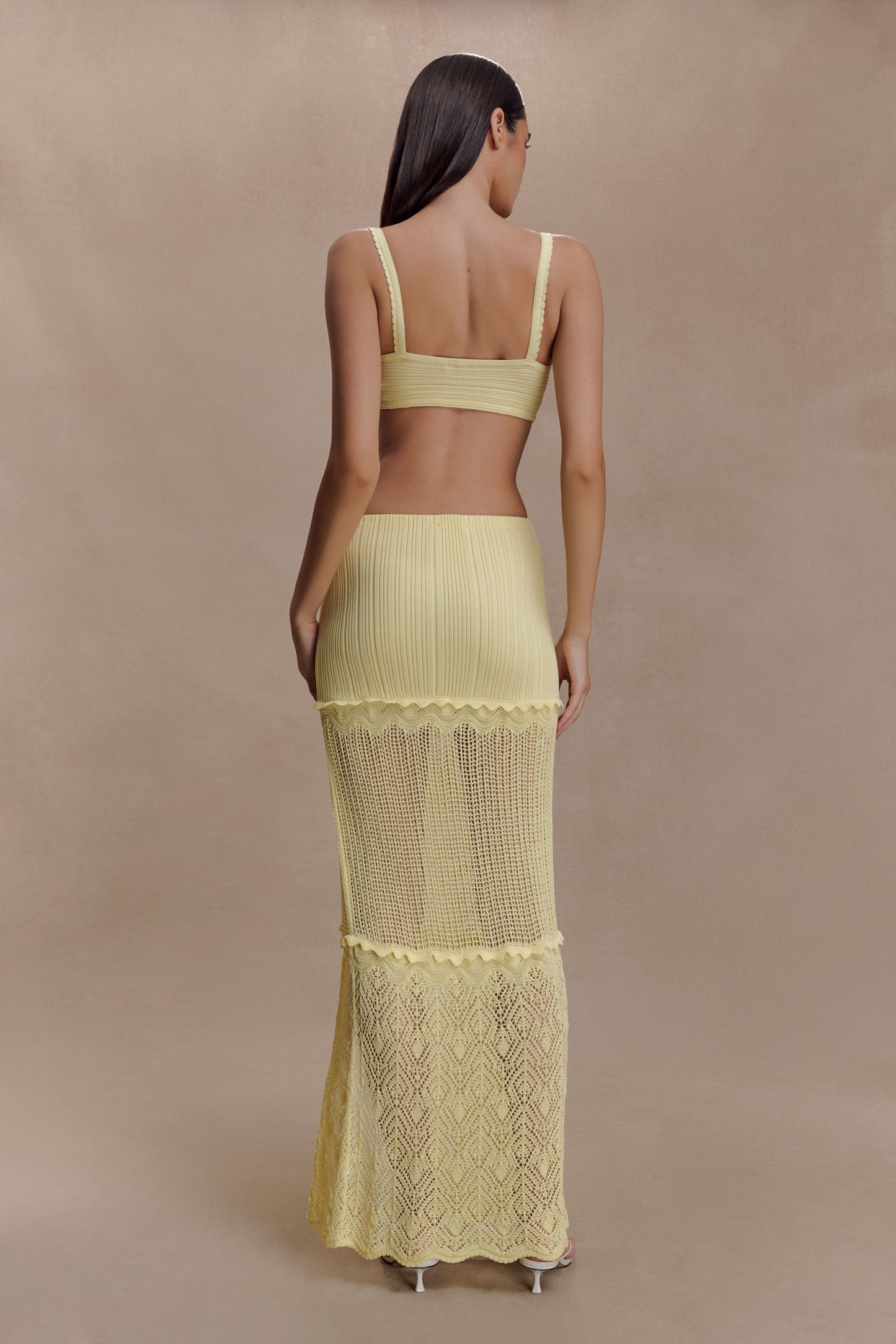 Coleene Pointelle Knit Maxi Skirt - Lemon
