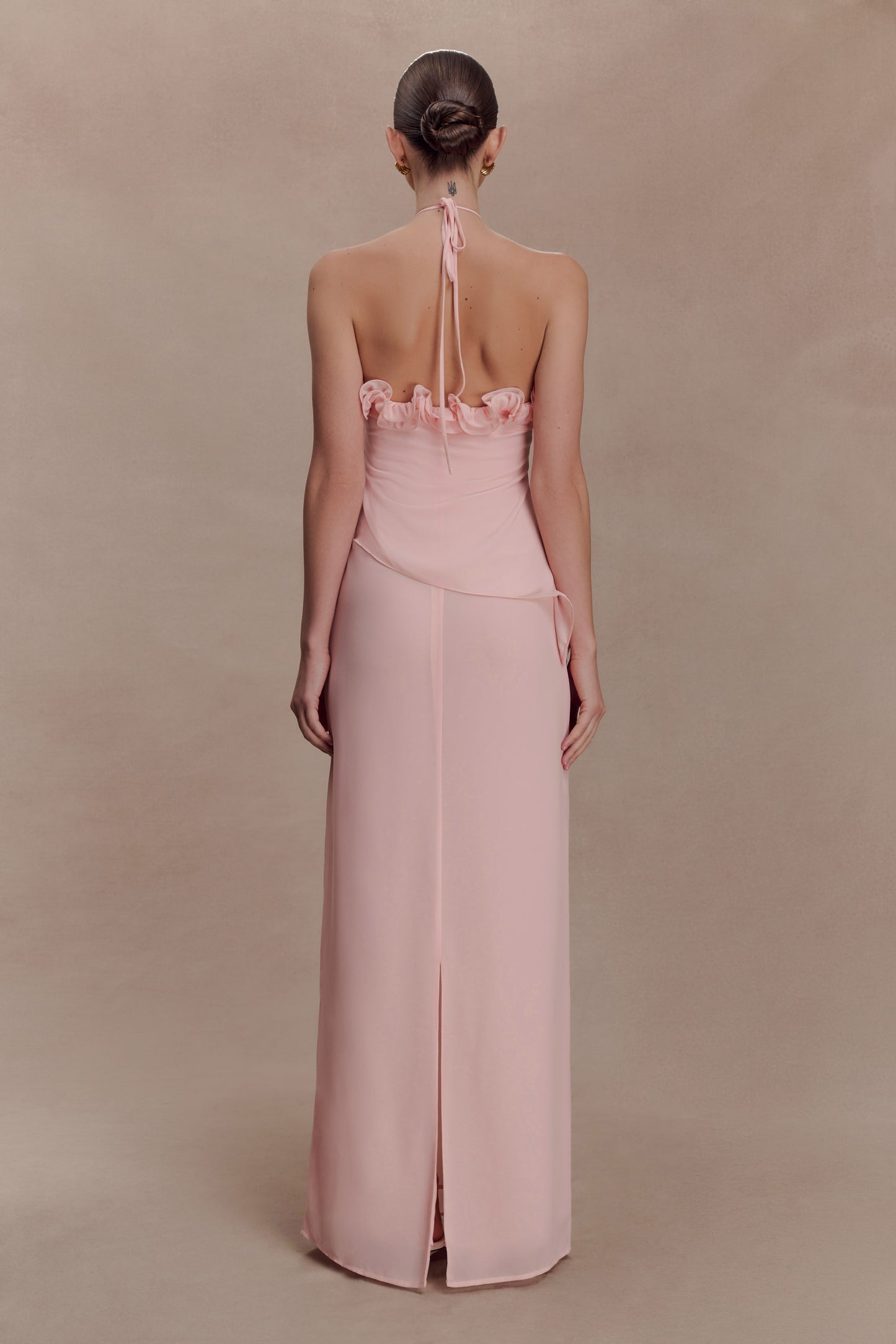 Melissa Chiffon Flower Maxi Dress - Baby Pink