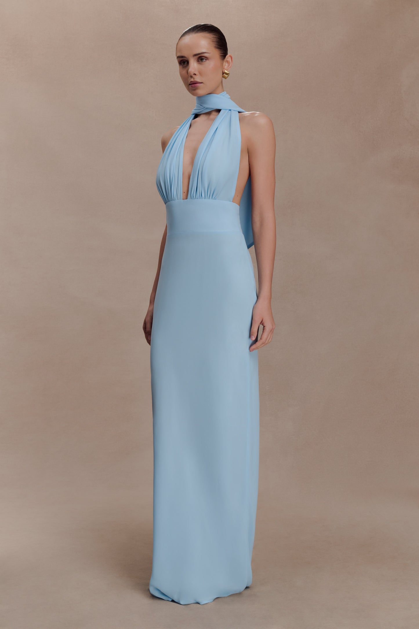 Nadine Halter Chiffon Maxi Dress - Blue