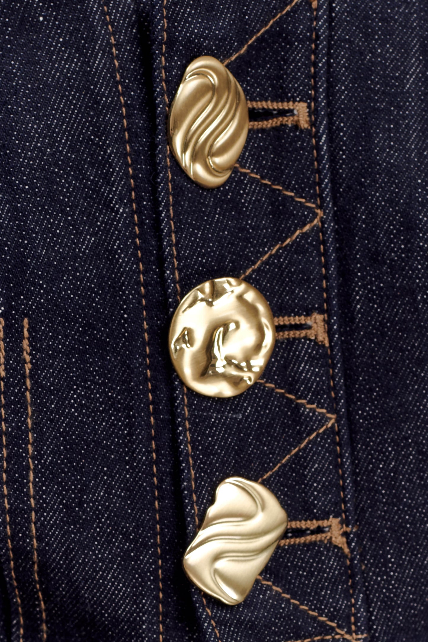 Shona Denim Vest With Decorative Buttons - Washed Indigo Blue