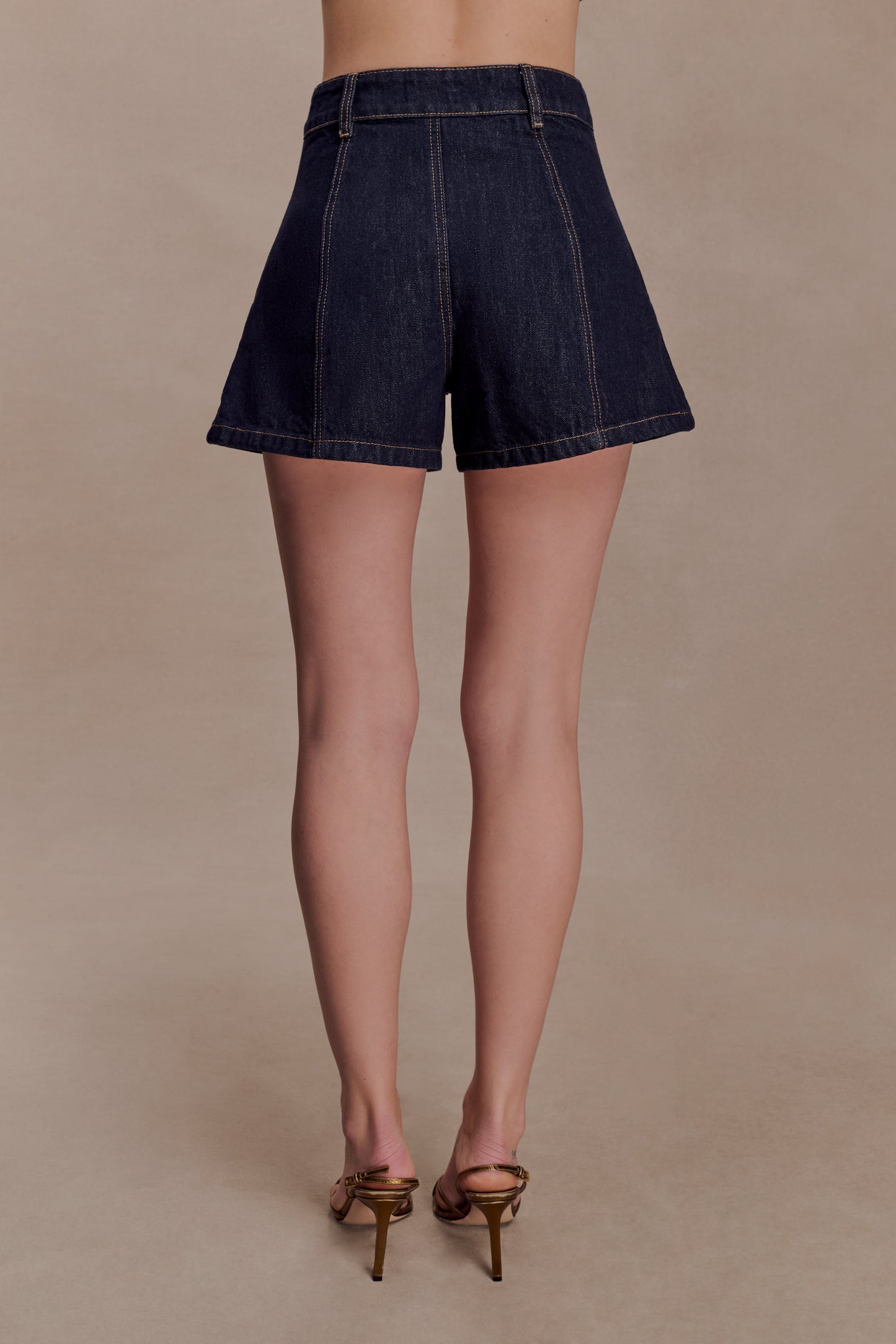 Demi High Waisted Denim Shorts - Washed Indigo Blue