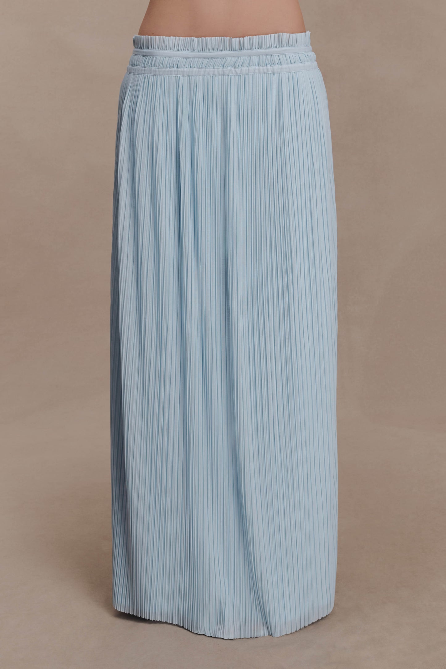 Amaris Gathered Plisse Maxi Skirt - Pale Blue