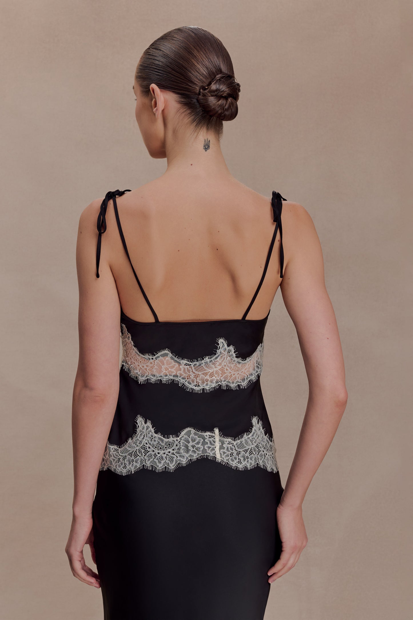 Nina Satin And Lace Camisole - Black/Ivory