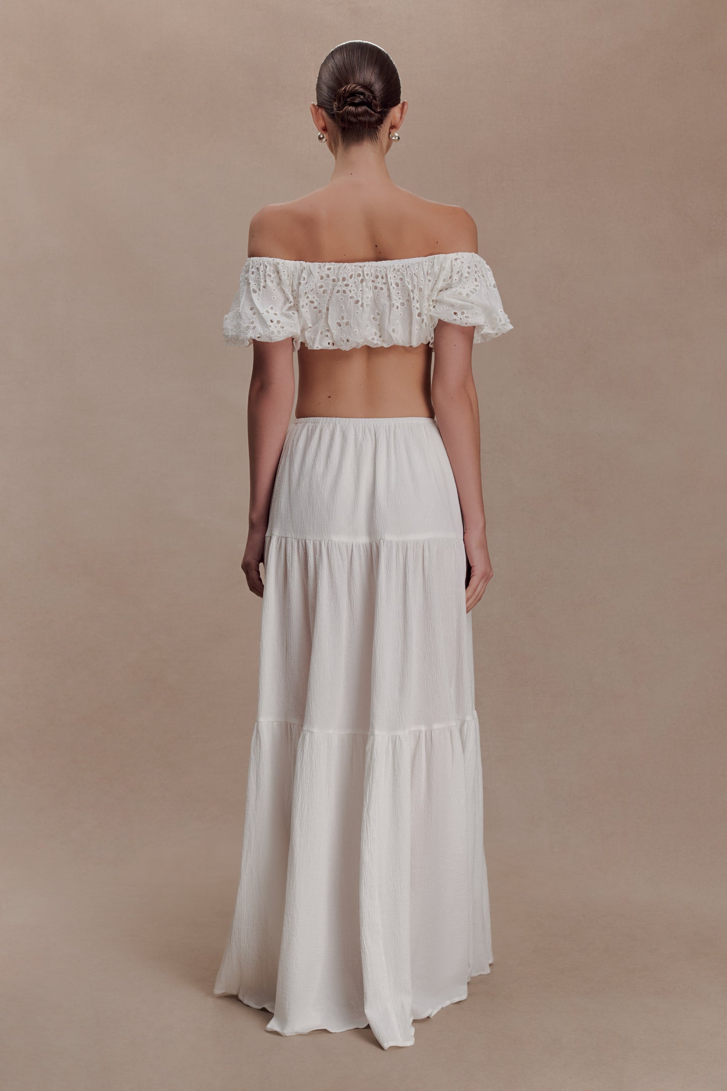 Autumn Off Shoulder Broderie Top - White