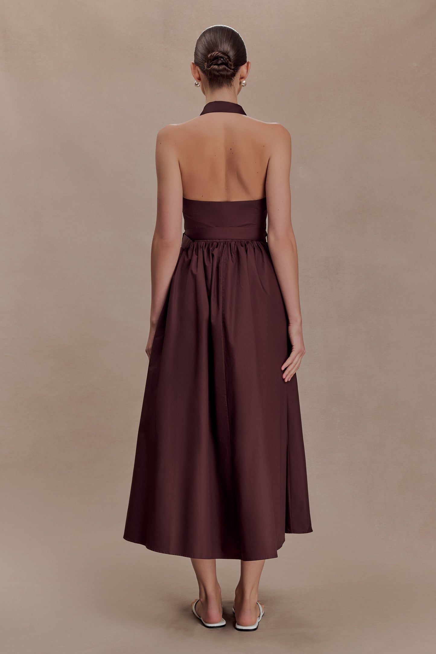 Cindy Collared Midi Dress - Chocolate