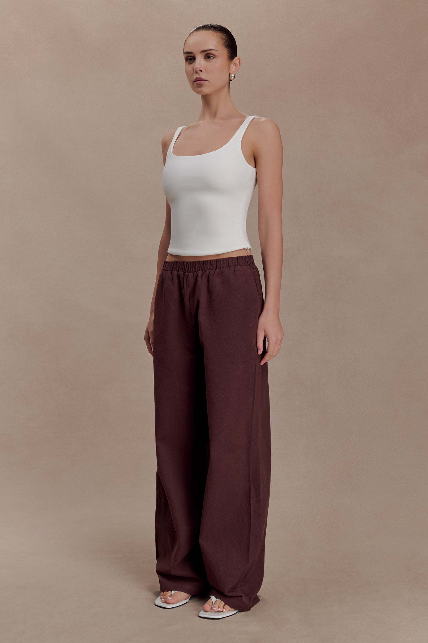Janayia Cotton Wide Leg Pants - Dark Espresso