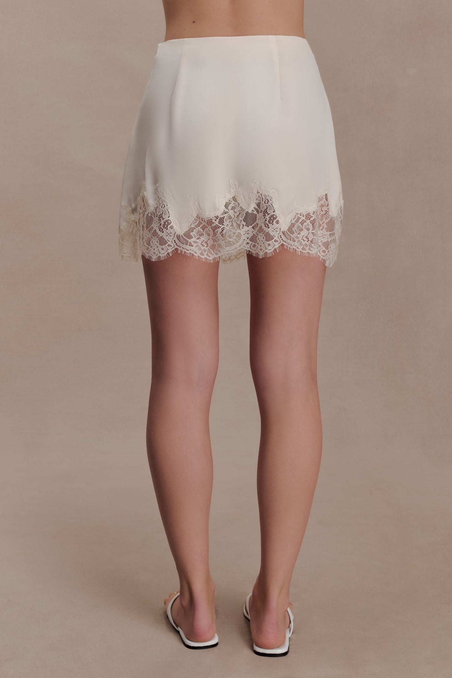 Nina Lace And Satin Mini Skirt - Ivory