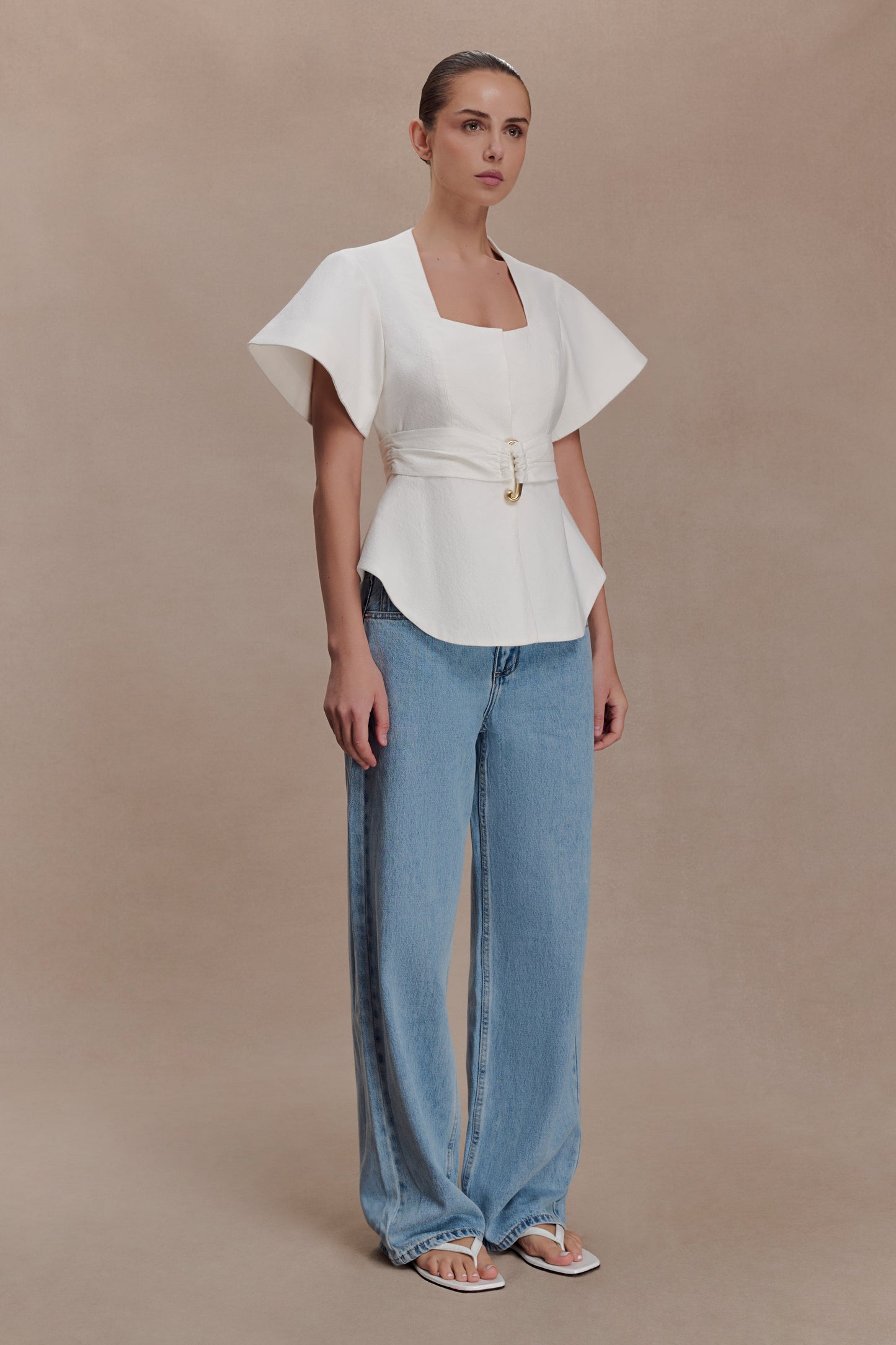 Liberty Cotton Shortsleeve Top - White