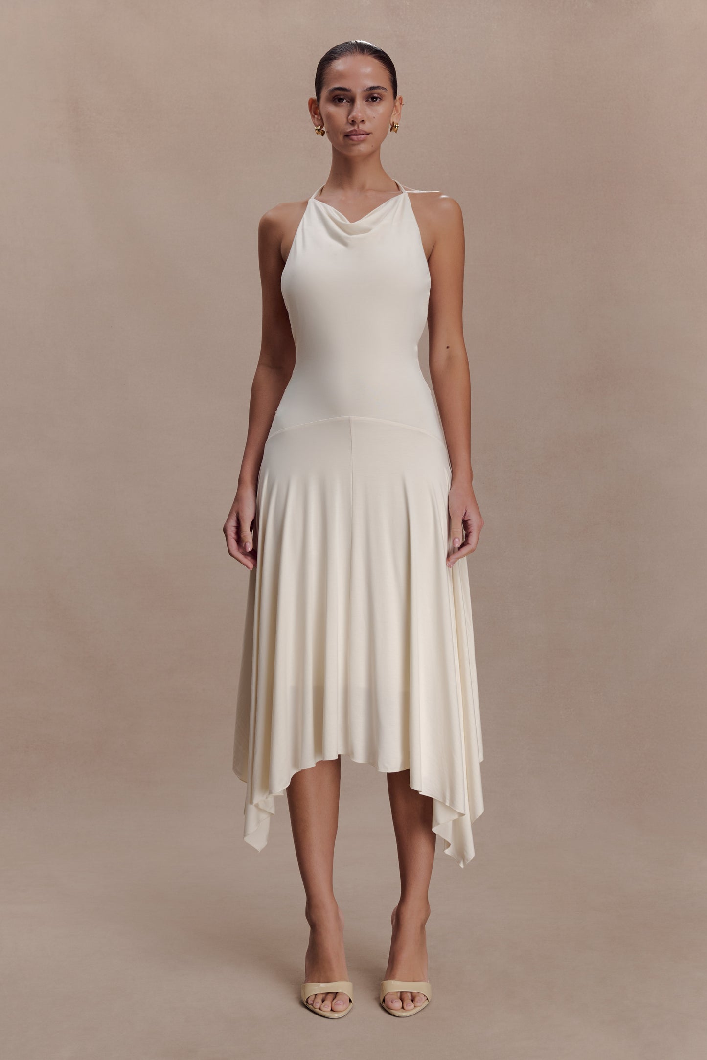 Sylvie Modal Hankie Midi Dress - Ivory