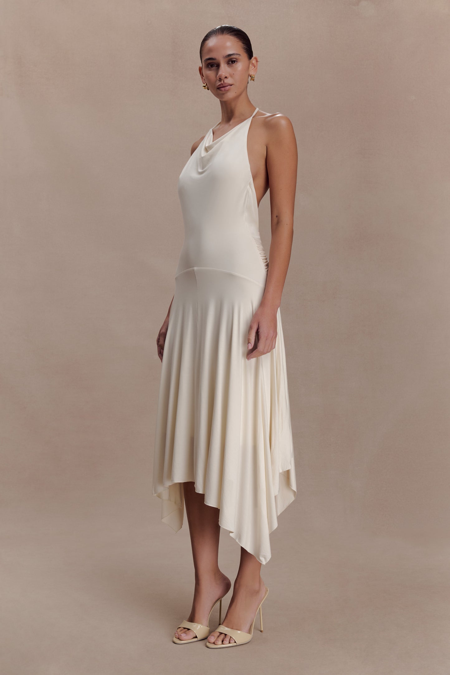 Sylvie Modal Hankie Midi Dress - Ivory