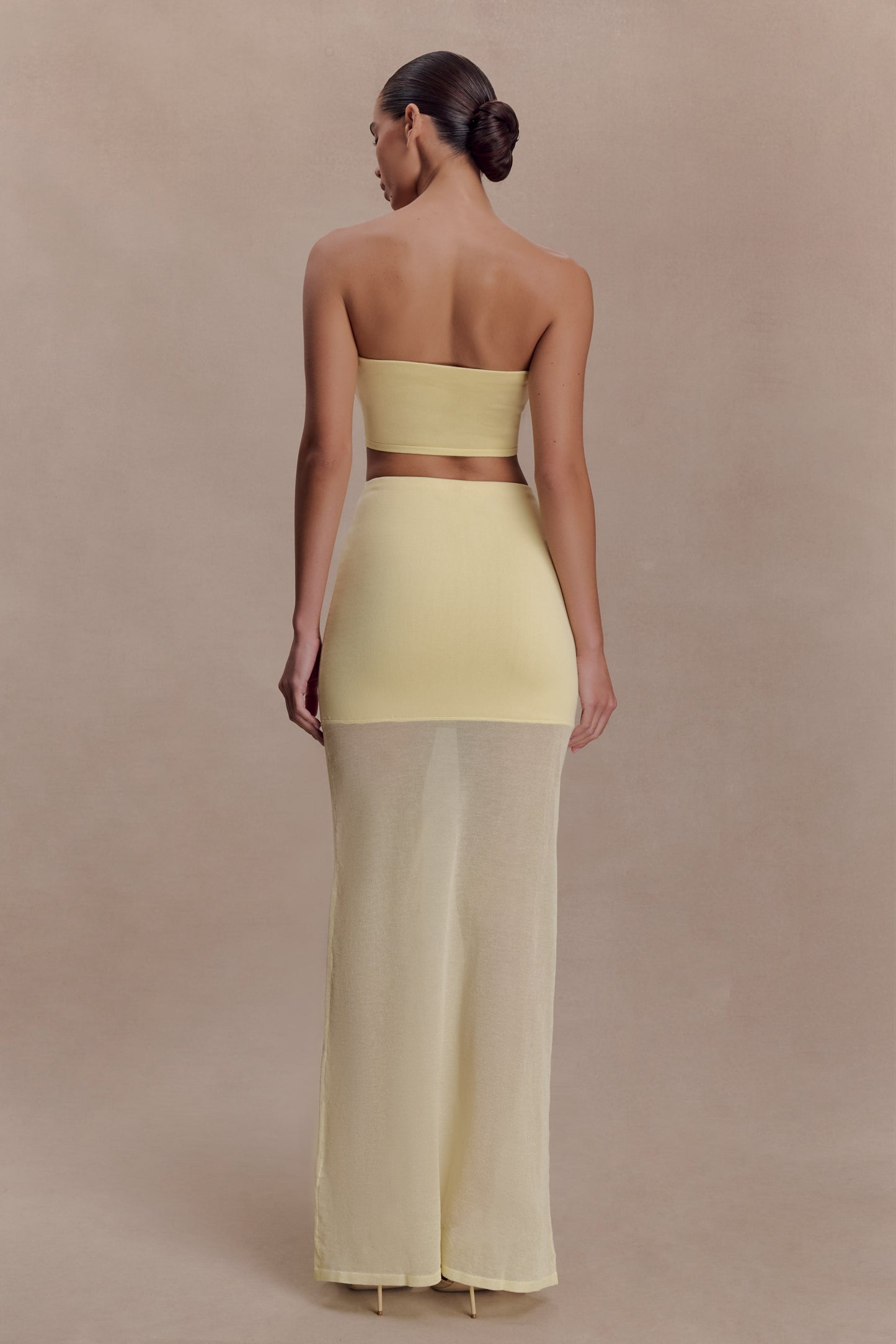 Tanyel Sheer And Bandage Knit Maxi Skirt - Lemon