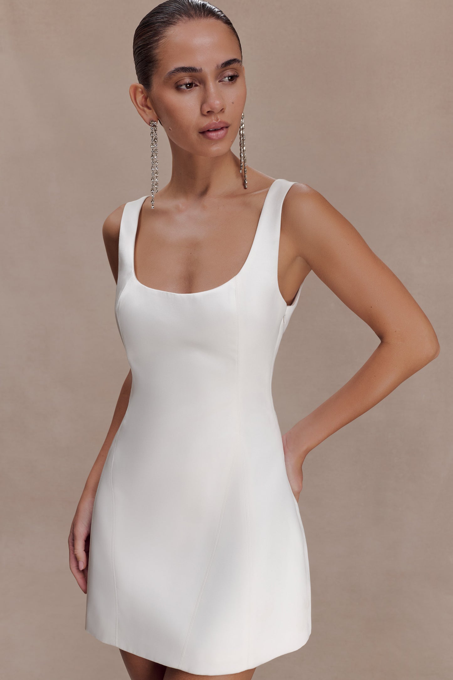 Beth Satin Mini Dress - White