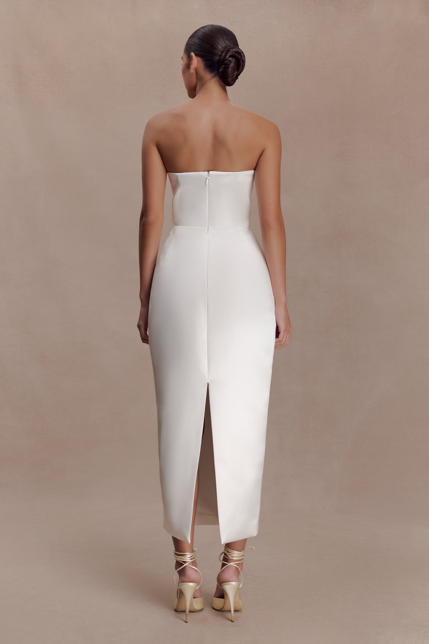 Ophelia Peplum Satin Maxi Dress - Ivory