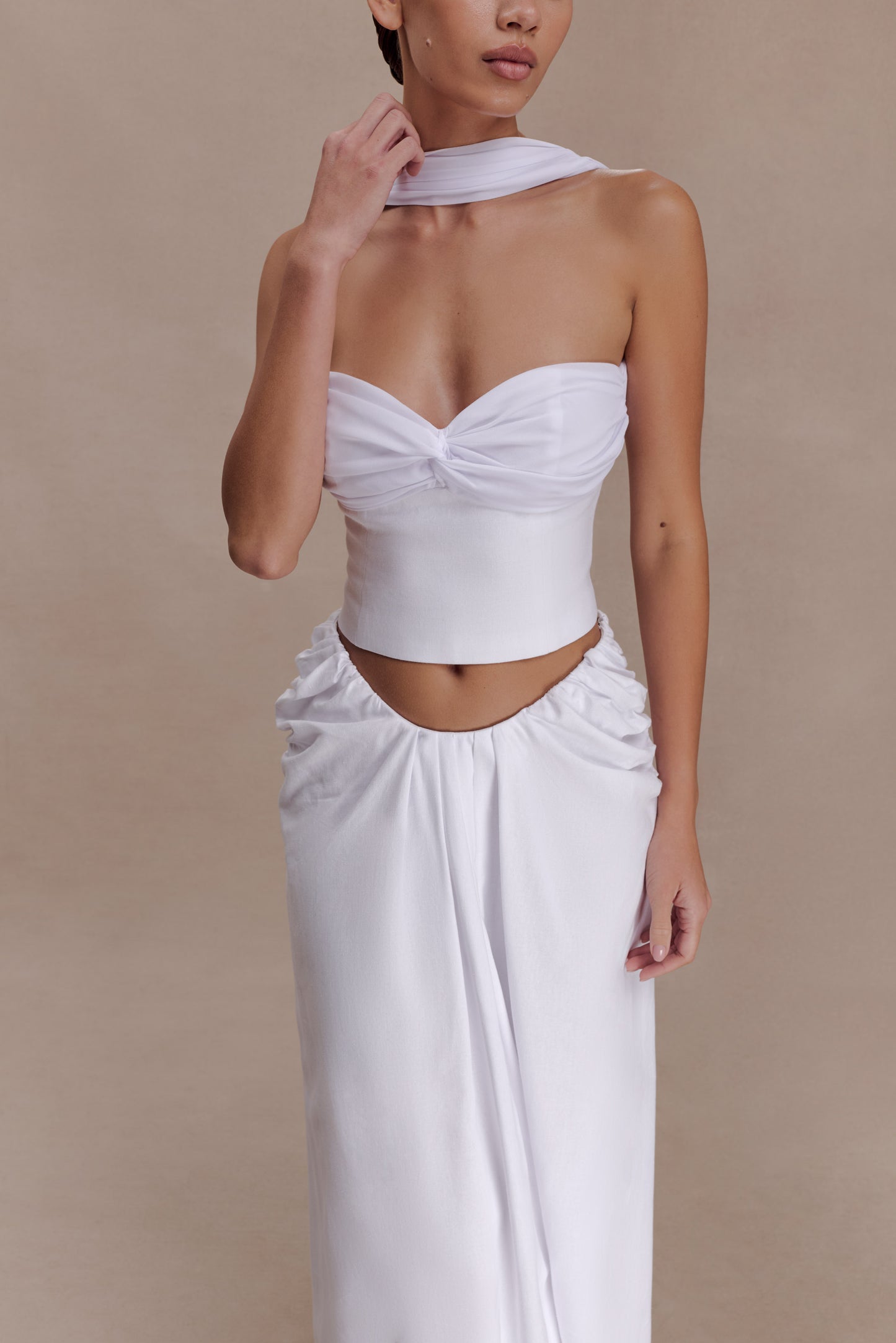 River Gathered Maxi Skirt - White