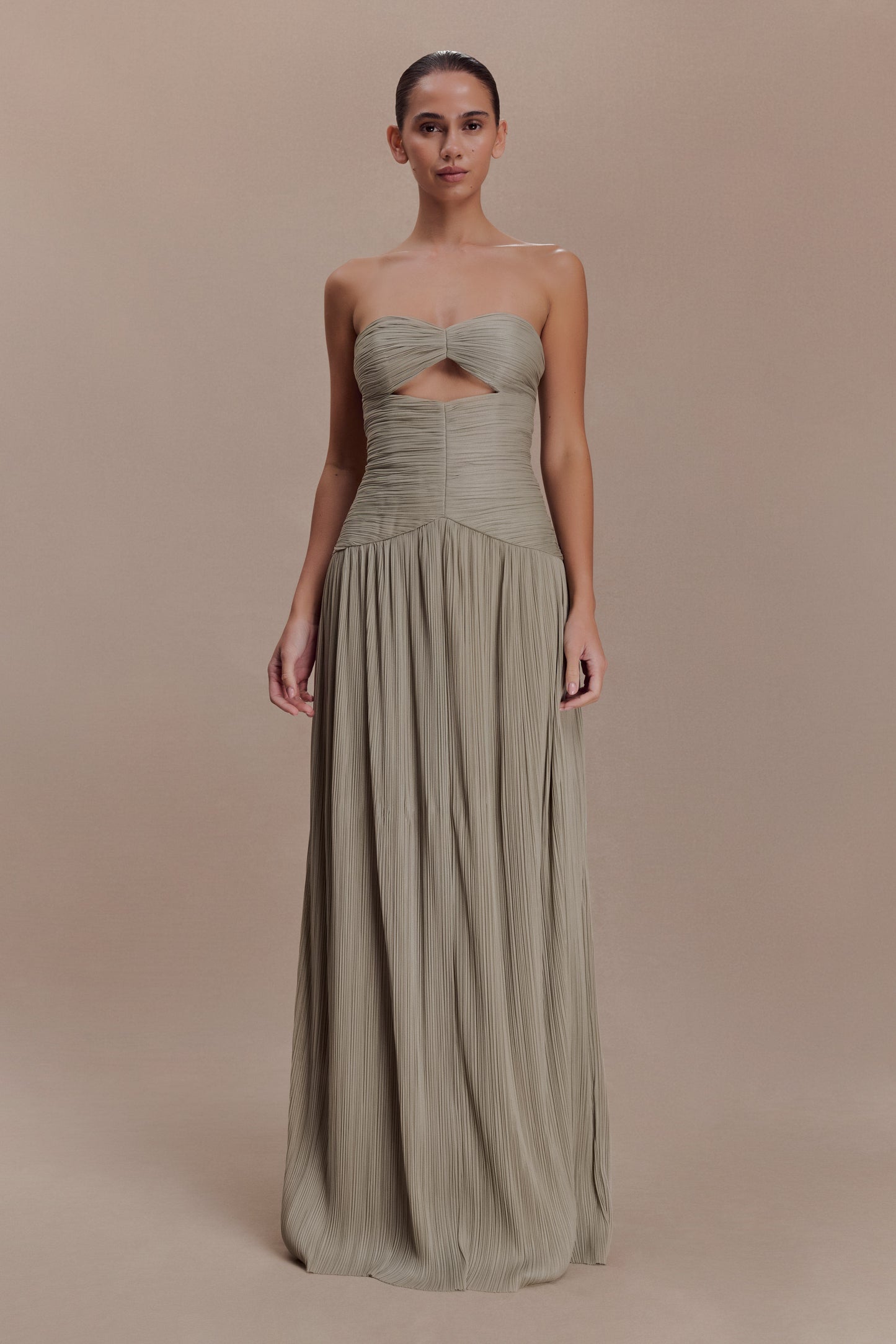 Juliette Pleated Chiffon Maxi Dress - Silver