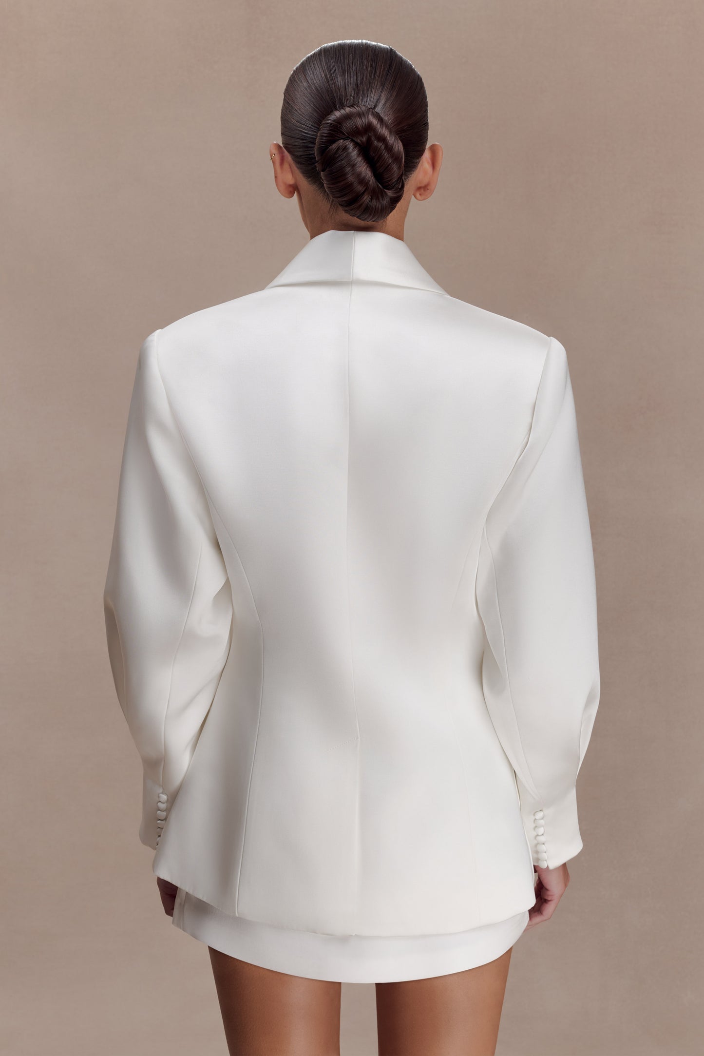 Kylie Oversized Satin Blazer - Ivory