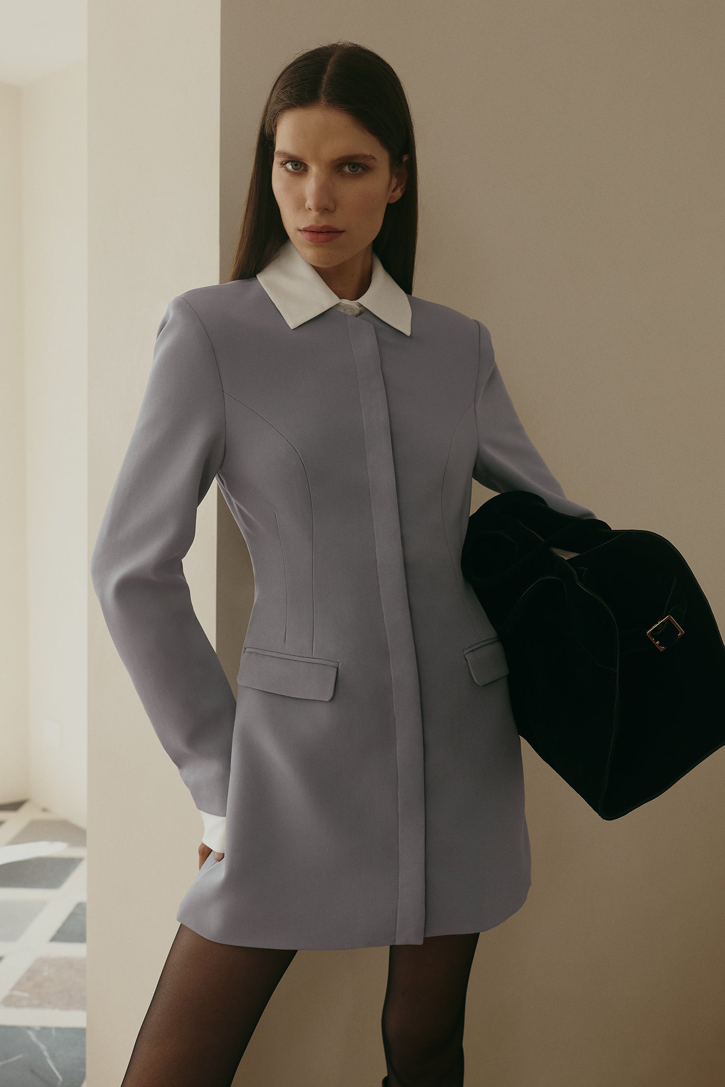 Gretchen Suiting Mini Dress - Grey | MESHKI