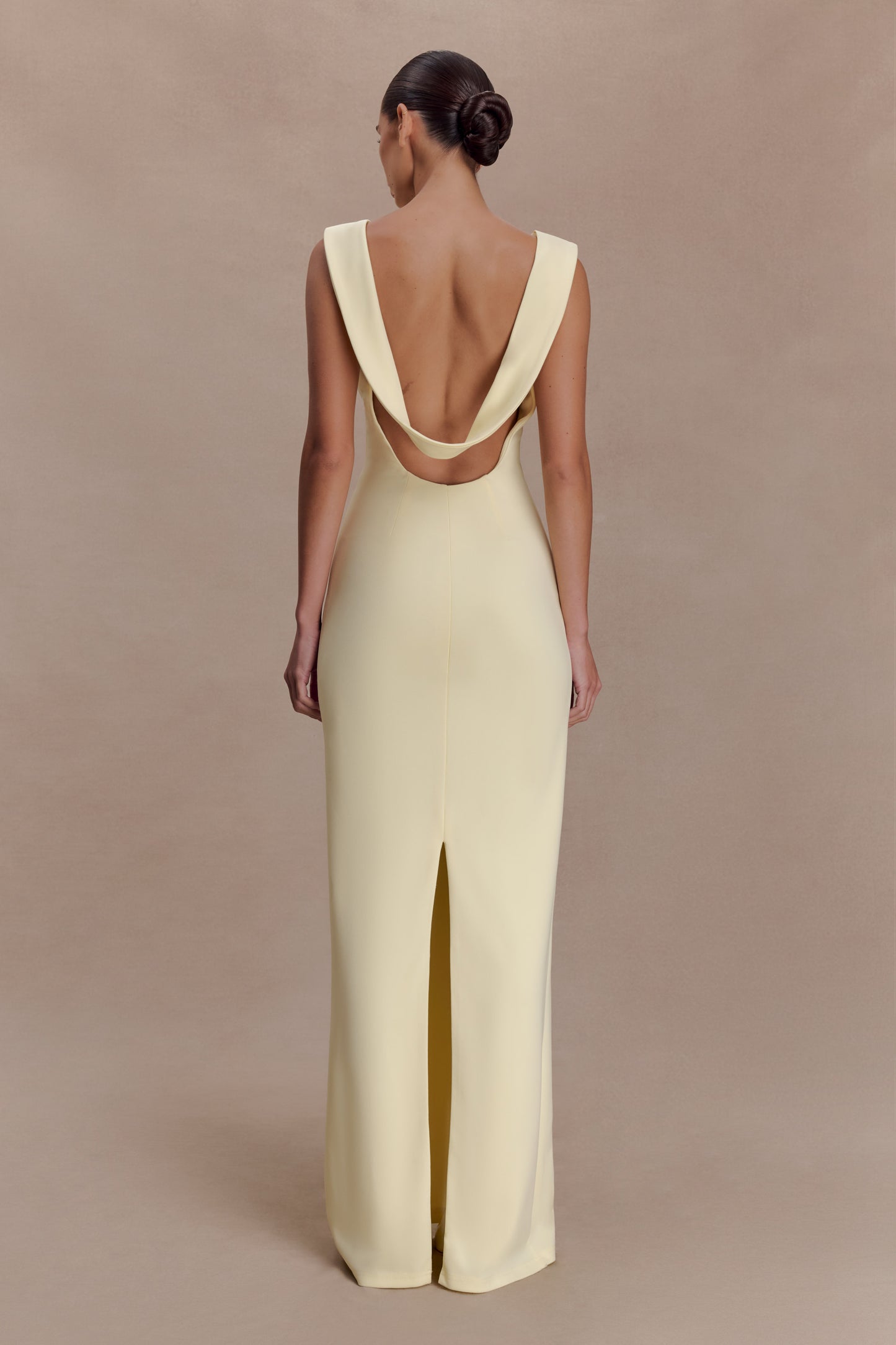 Galilea Crepe Draped Maxi Dress - Lemon