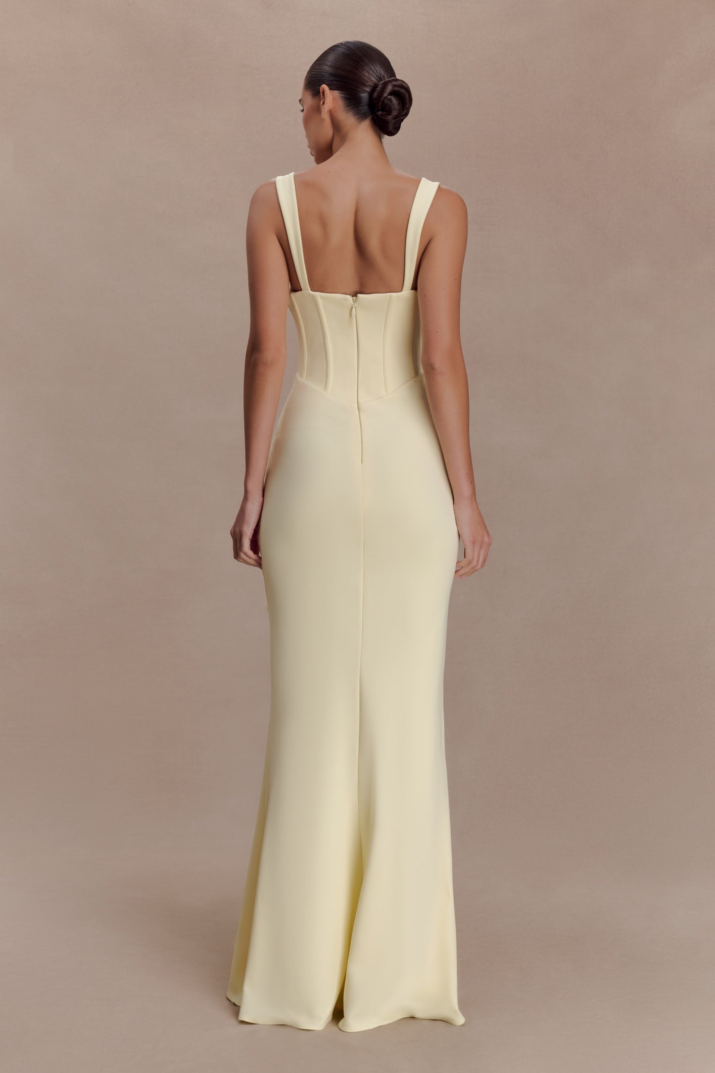 Luella Crepe Corset Maxi Dress - Lemon