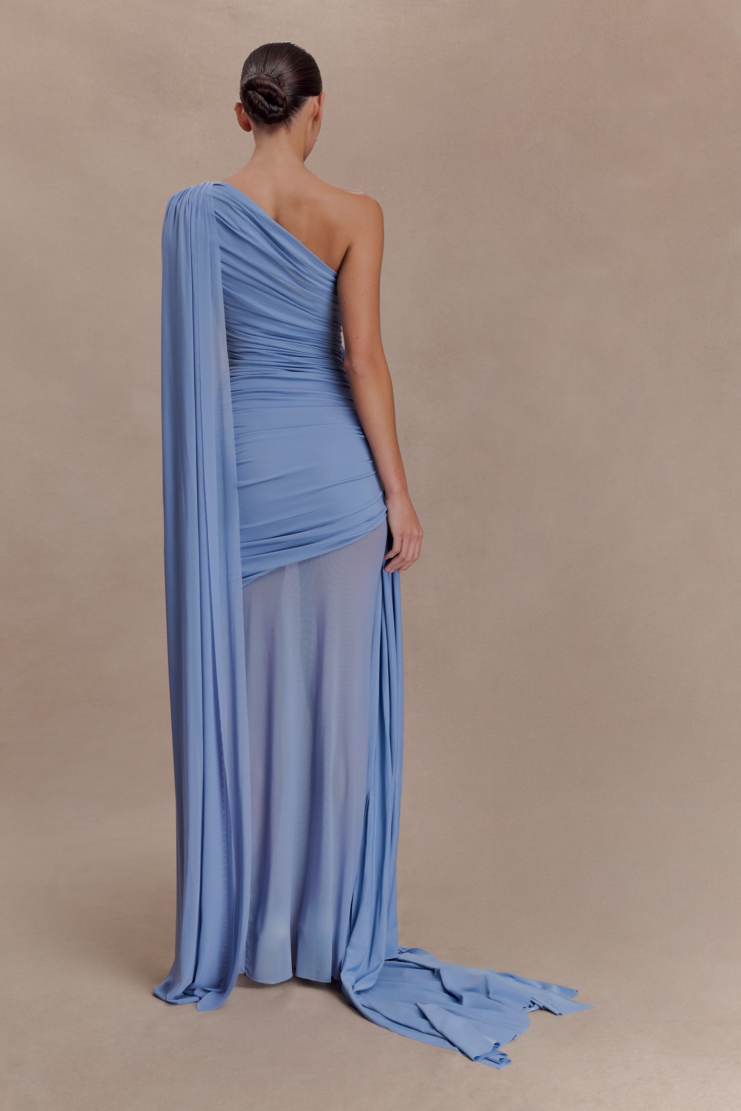 Asher Slinky One Shoulder Maxi Dress - Cornflower Blue