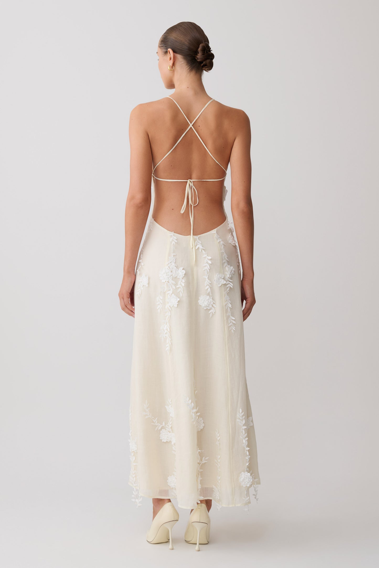 Odette Floral Lace Midi Dress - Buttermilk