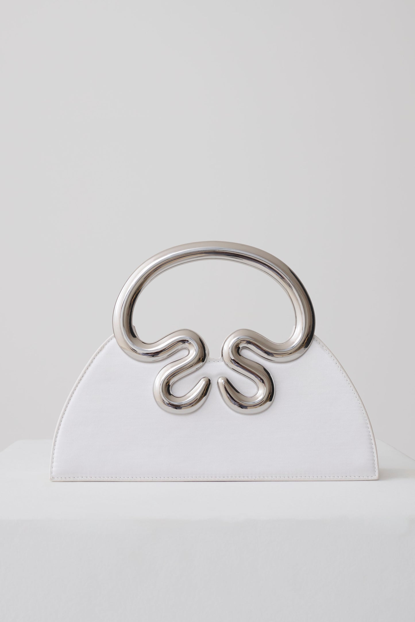 Elianne Satin Frame Clutch Bag - White