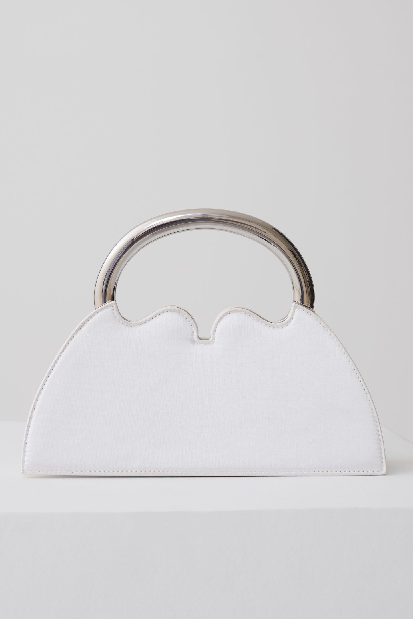 Elianne Satin Frame Clutch Bag - White