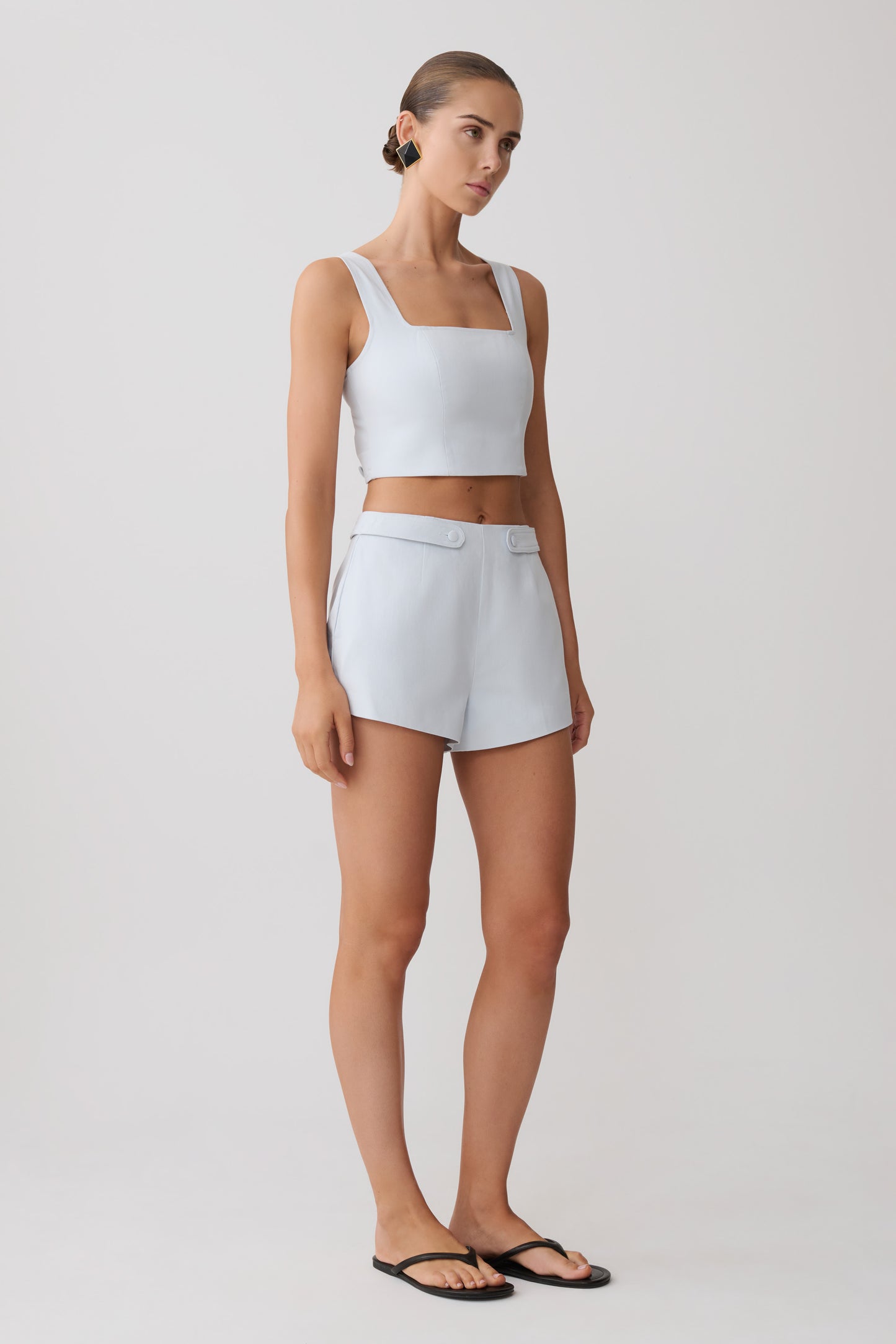 Josephine Cotton Shorts With Waistbands - Ice Blue