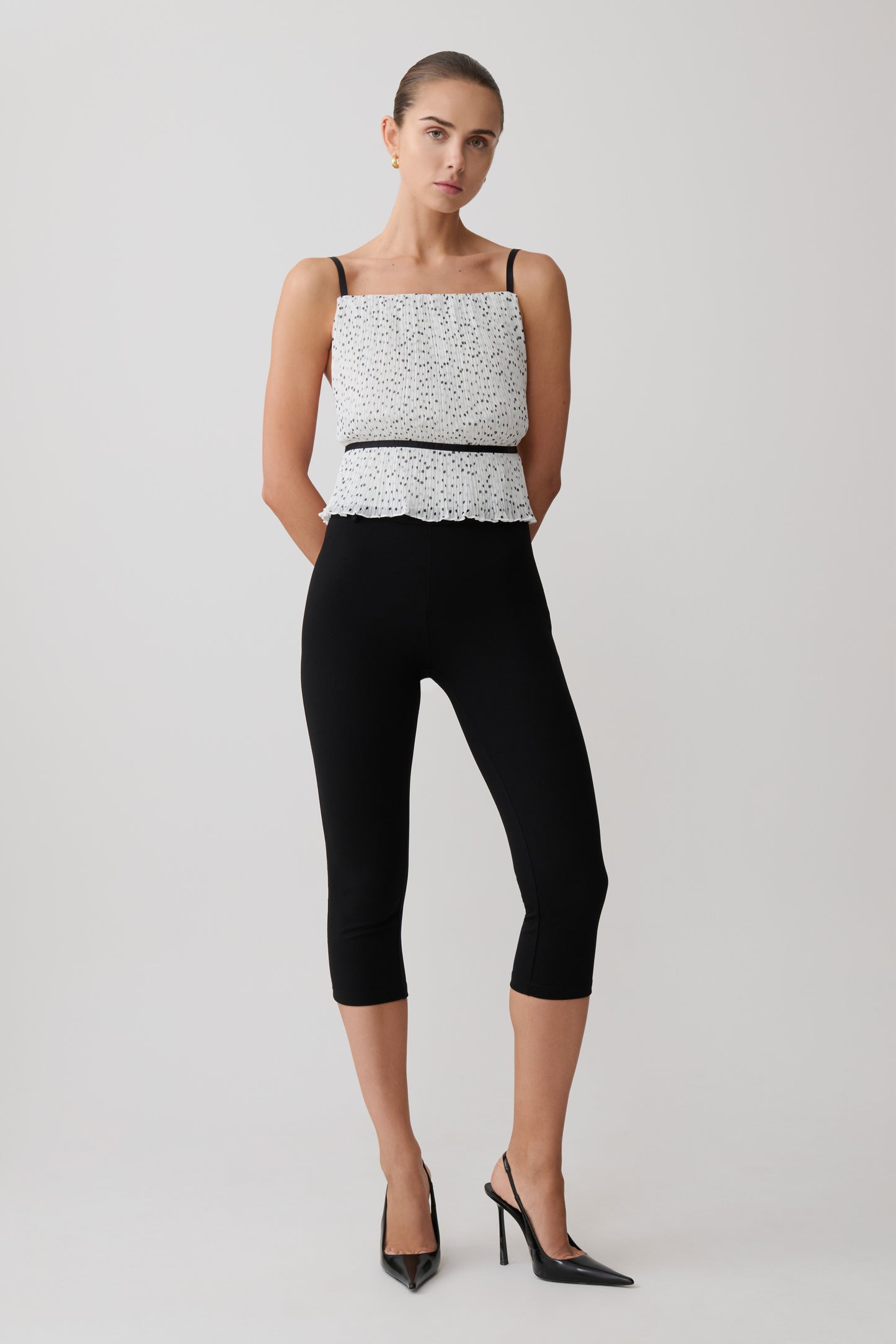 Lilou Pleated Sleeveless Top - Polka Dot