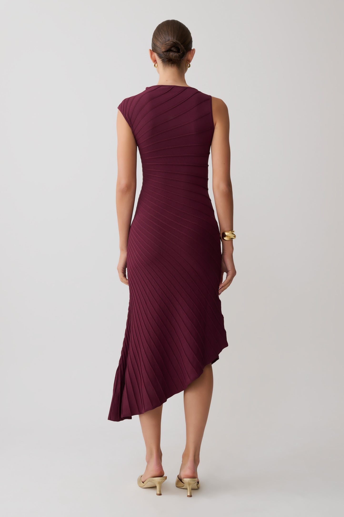 Milasandra Pleated Knit Dress - Plum