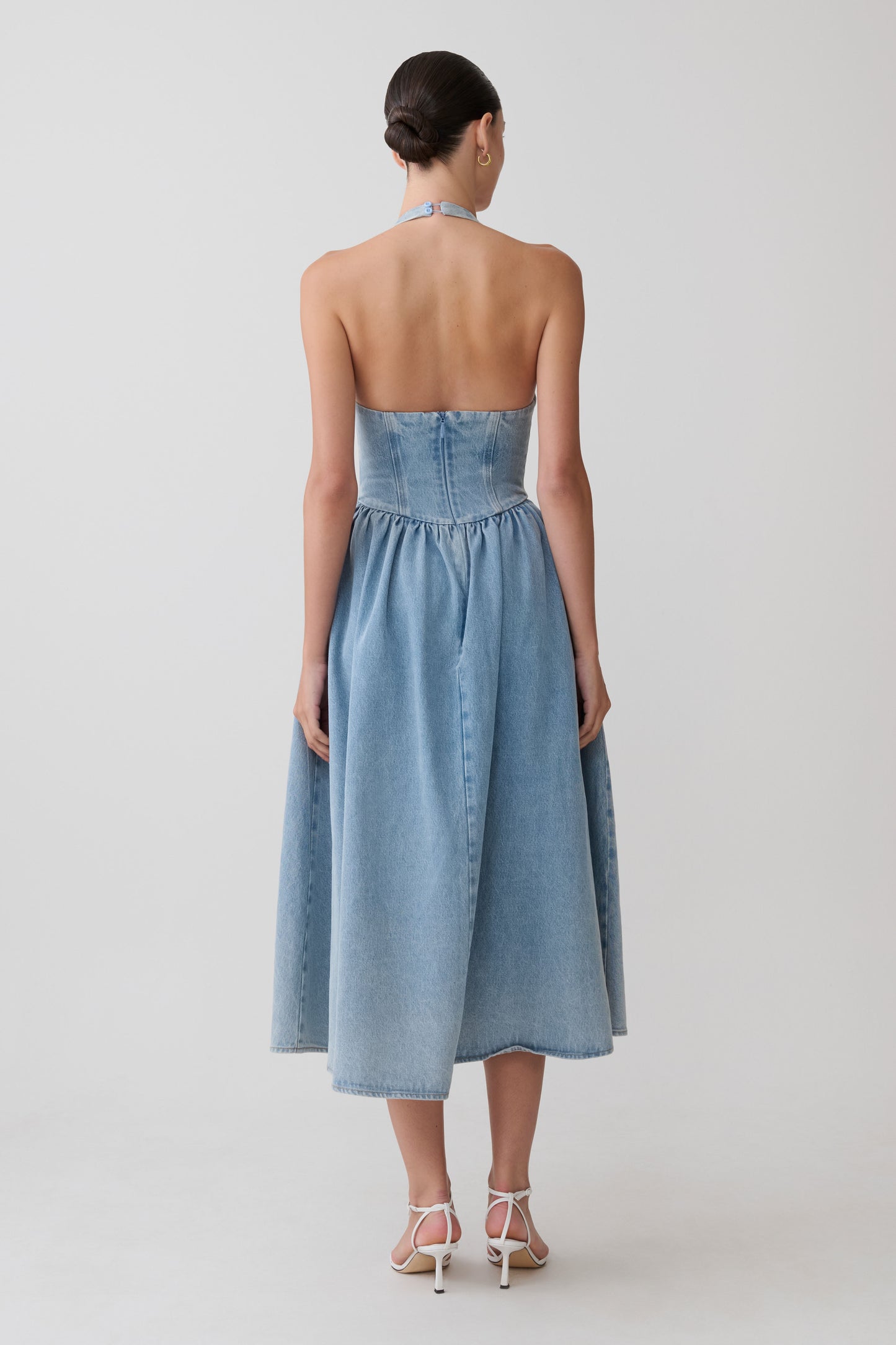 Miller Denim Halter Midi Dress - Classic Blue