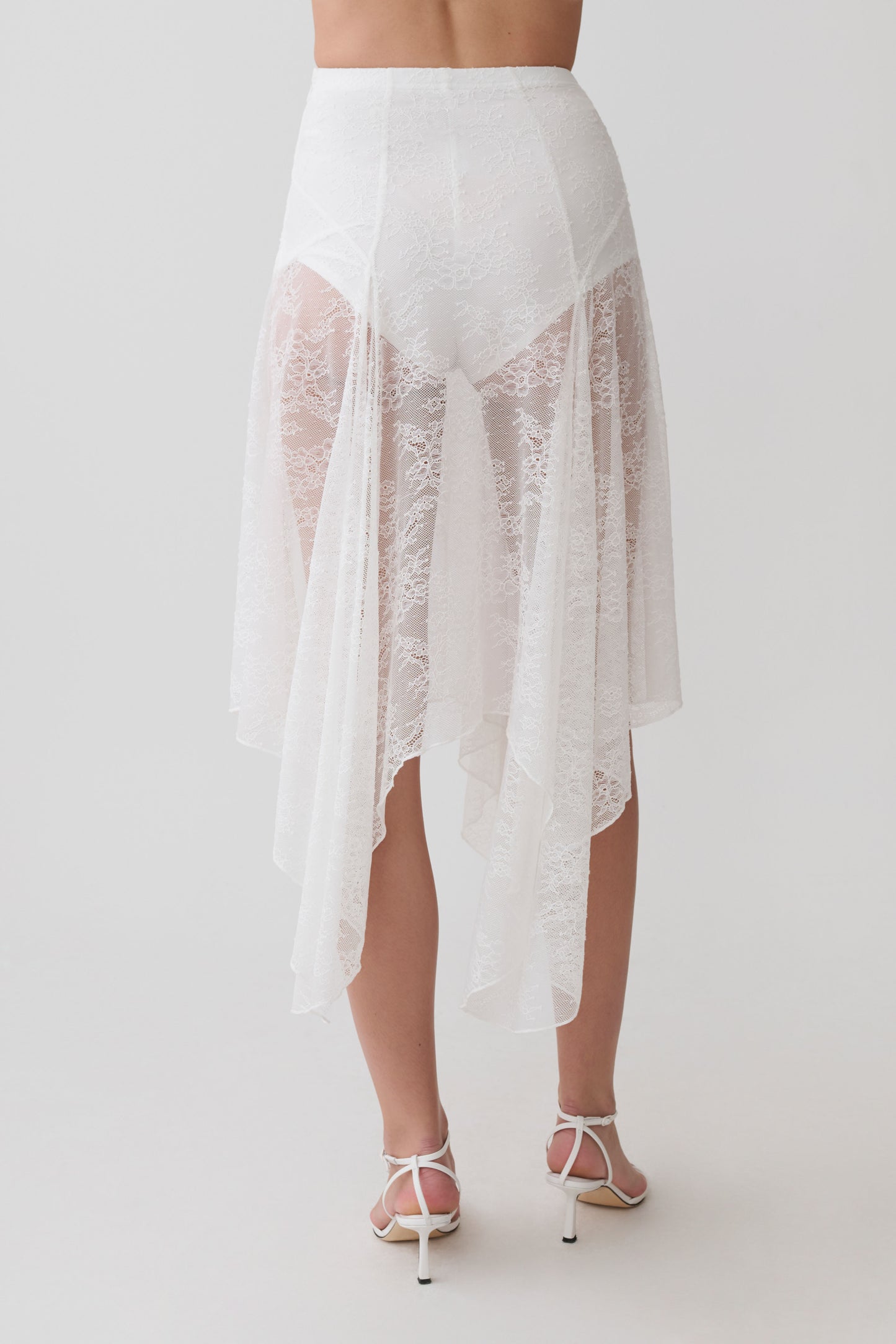 Haime Lace Hankie Midi Skirt - Ivory
