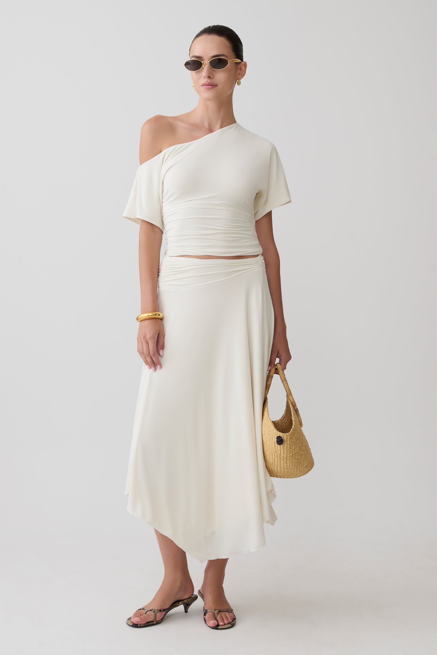 Luu Off Shoulder Slinky Top - Ivory