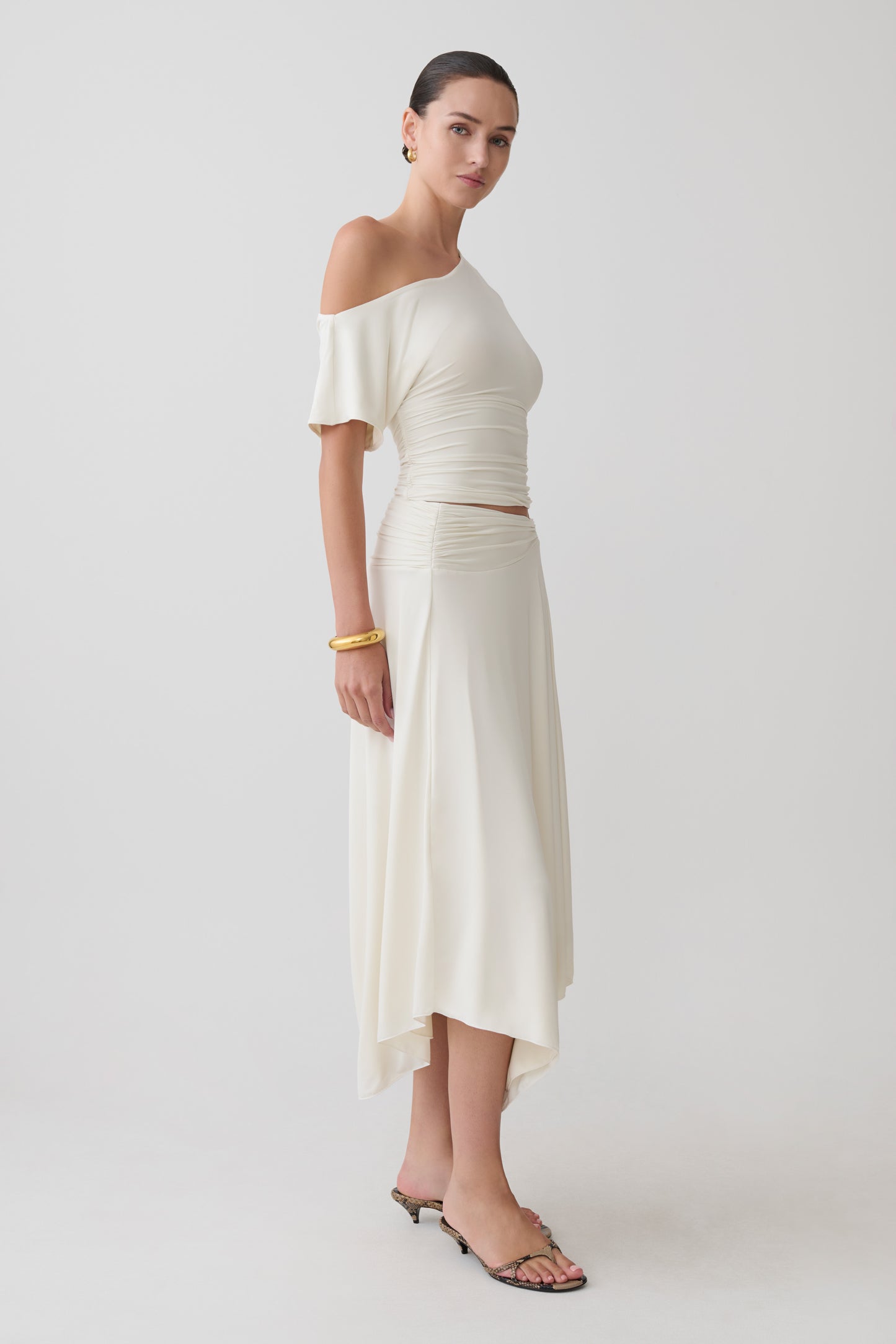 Luu Off Shoulder Slinky Top - Ivory