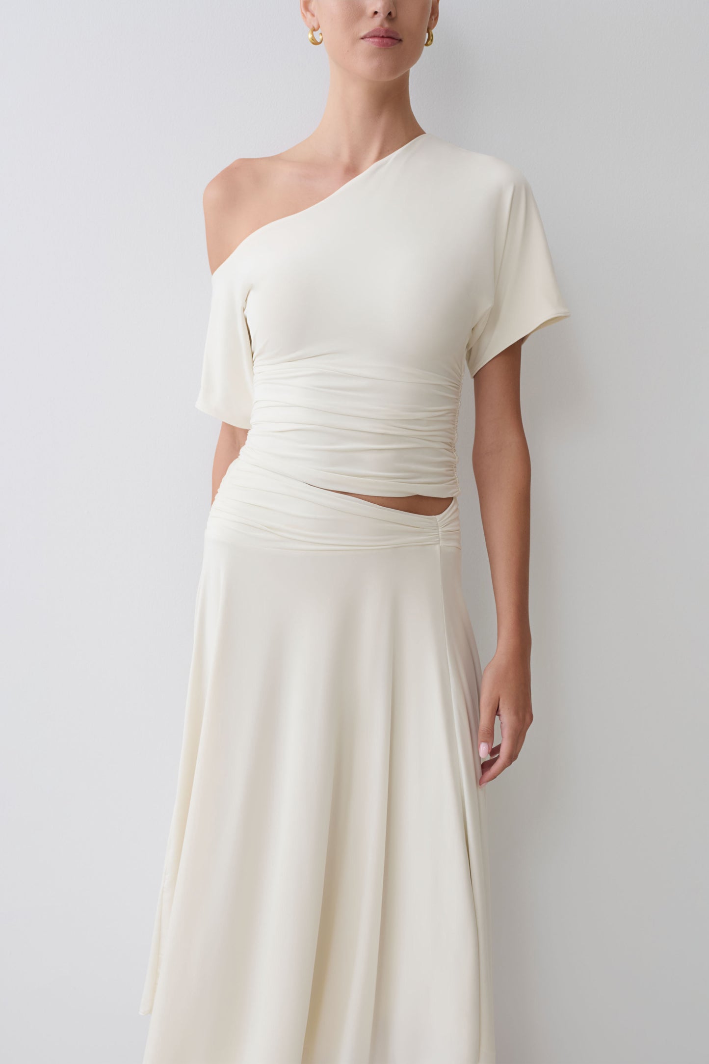 Luu Off Shoulder Slinky Top - Ivory