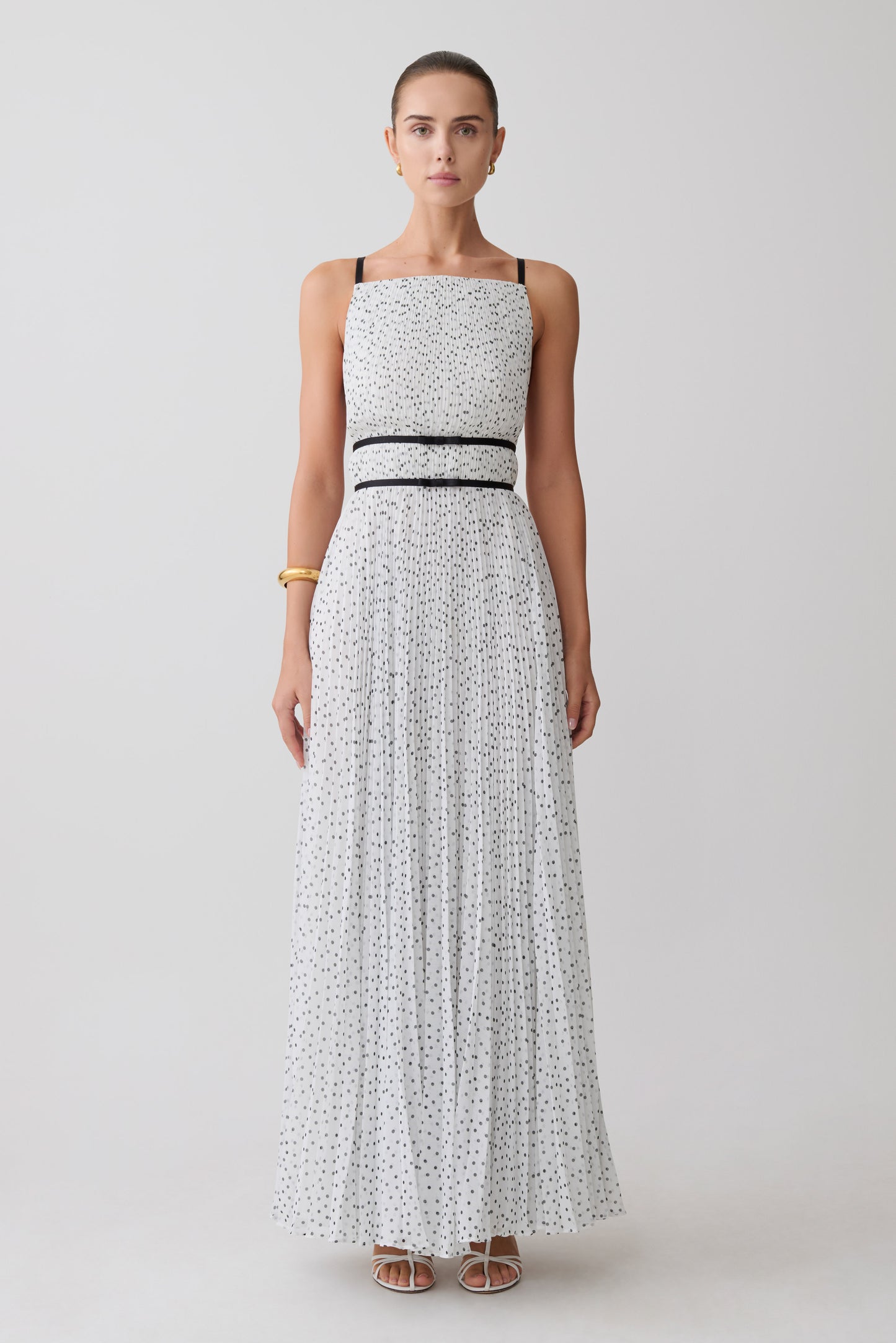 Clarisse Pleated Maxi Dress - Polka Dot