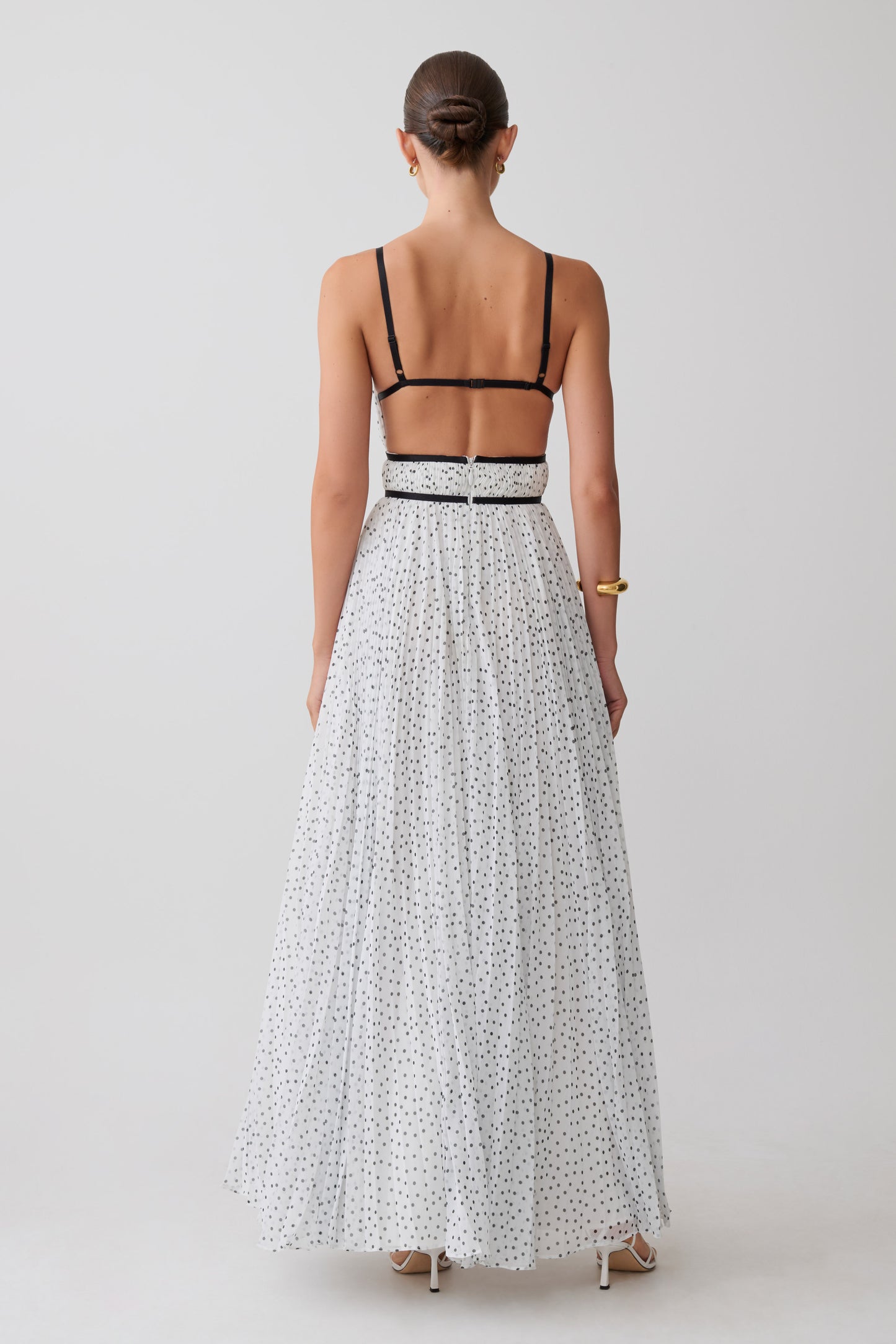 Clarisse Pleated Maxi Dress - Polka Dot