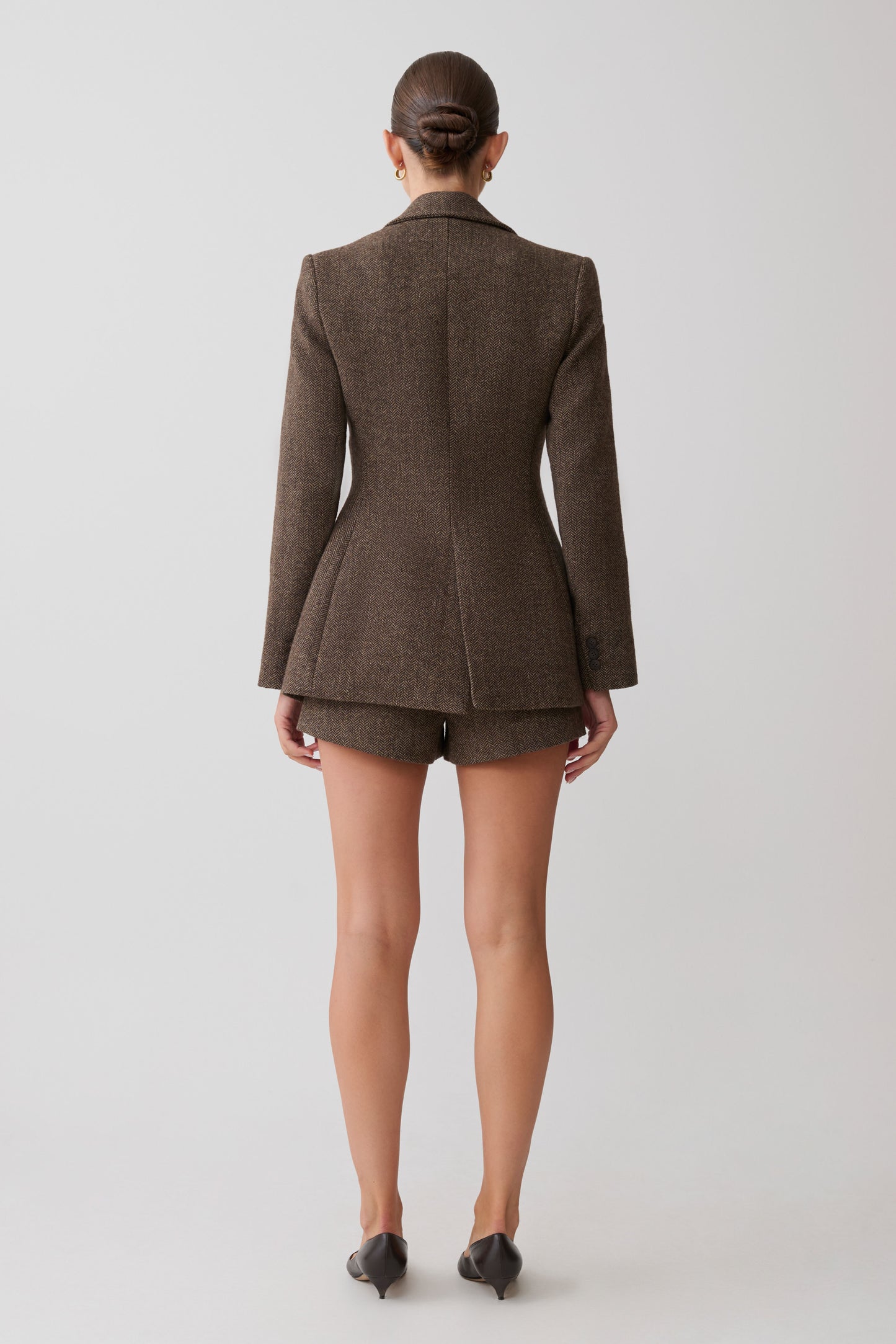 Romy Structured Blazer With Hardware - Herringbone