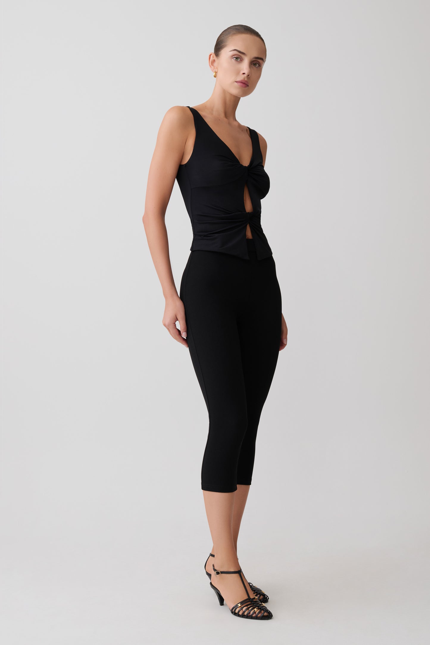 Millie Twist Sleeveless Top - Black