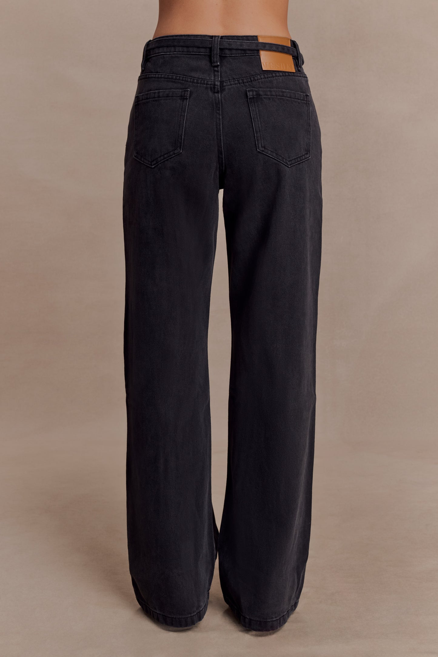 Perrie Mid Rise Straight Leg Tie Jeans - Washed Black
