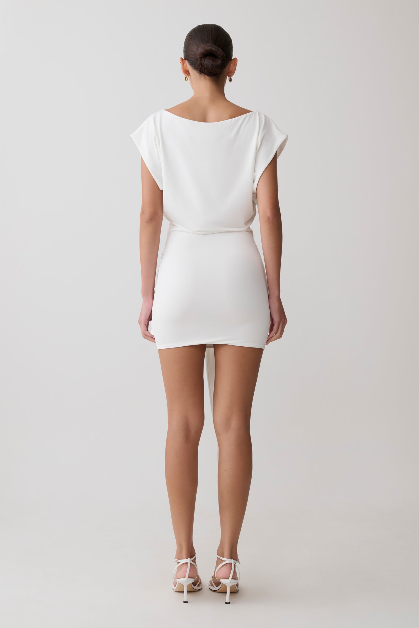 Maiara Shortsleeve Slinky Tie Mini Dress - White